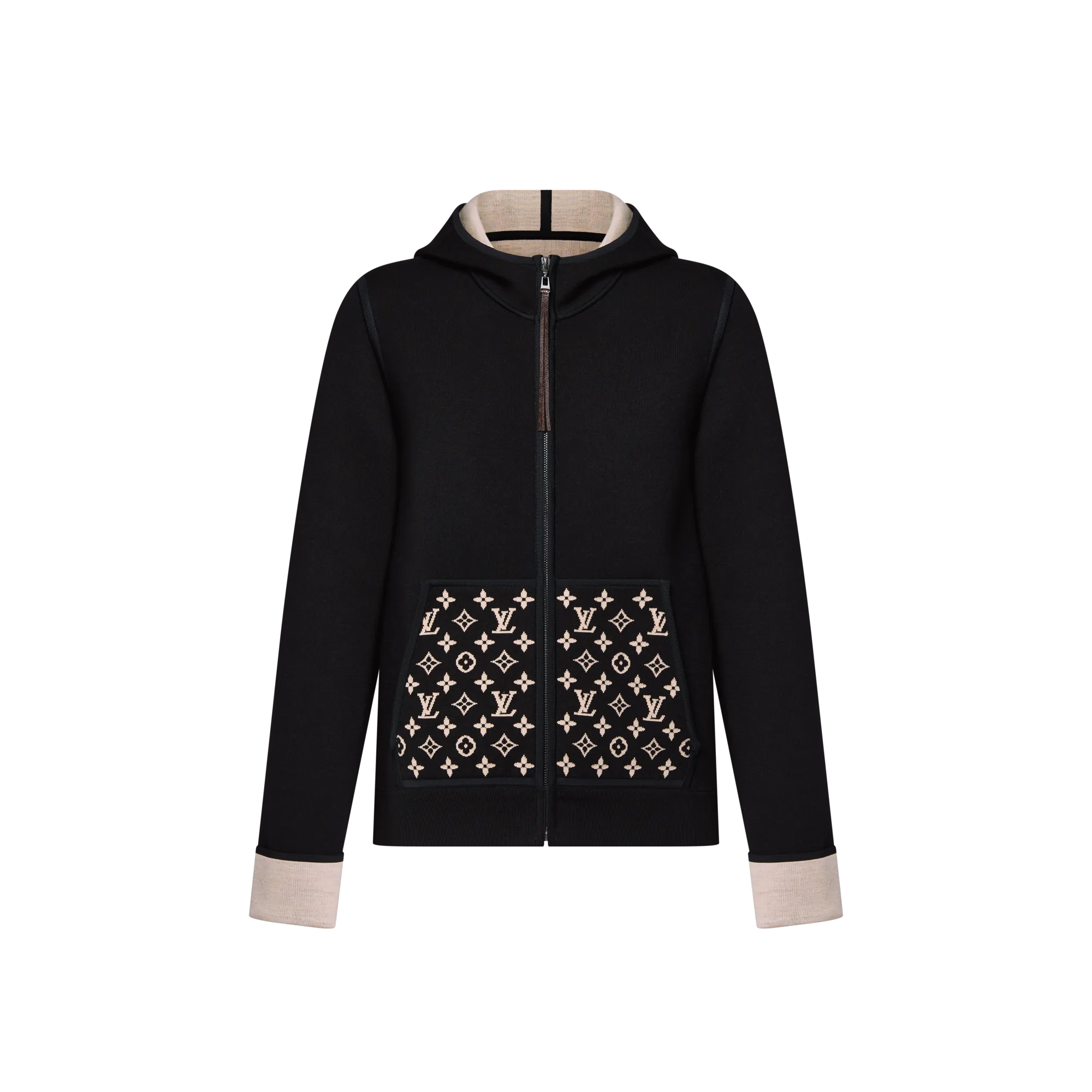 Louis Vuitton Monogram Accent Zip-Up Hoodie - Women - Ready-to-Wear 1AHZFC Black Louis Vuitton Monogram Accent Zip-Up Hoodie - Women - Ready-to-Wear 1AHZFC Black