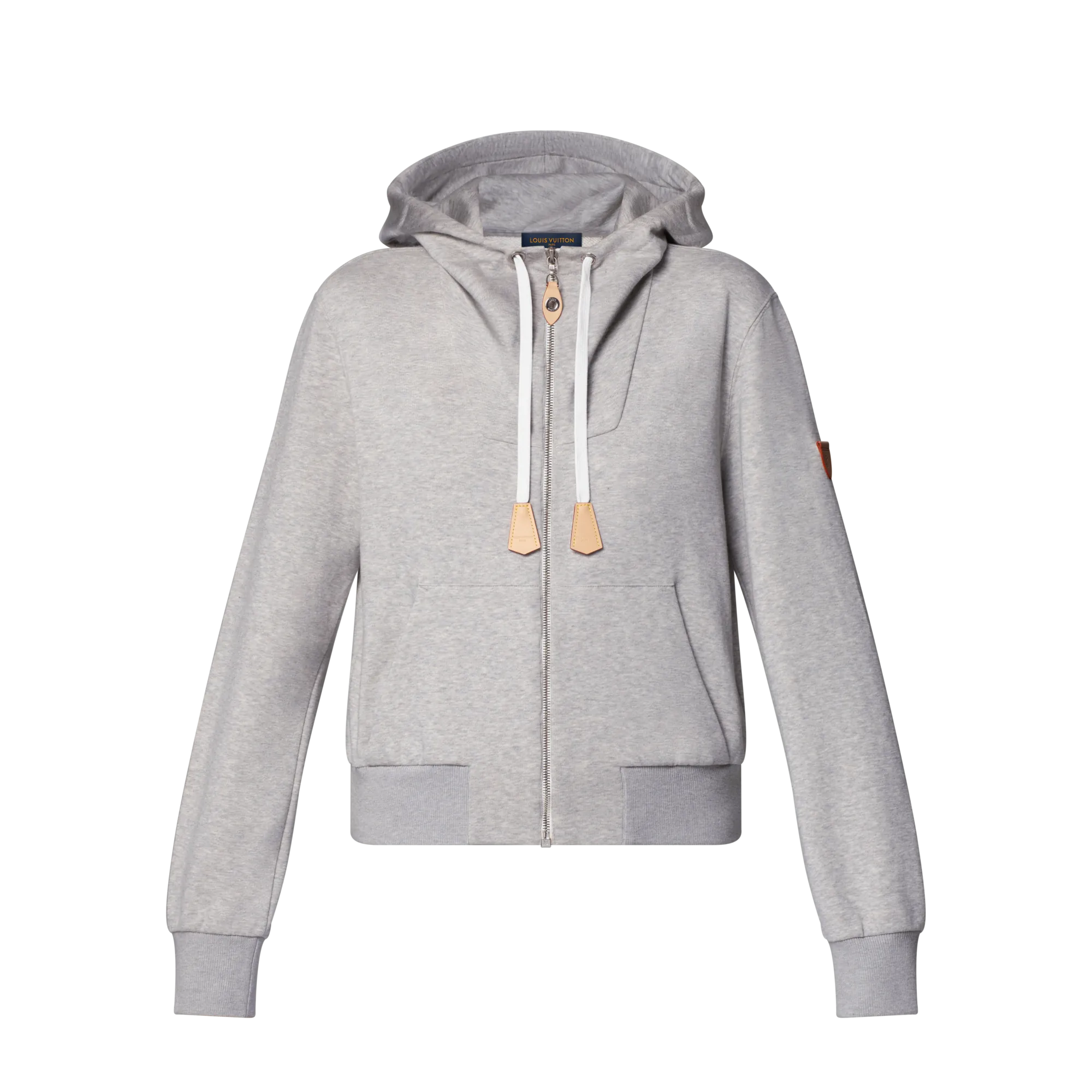 Louis Vuitton Leather Accent Hoodie - Women - Ready - to - Wear 1AIAG0 Grey