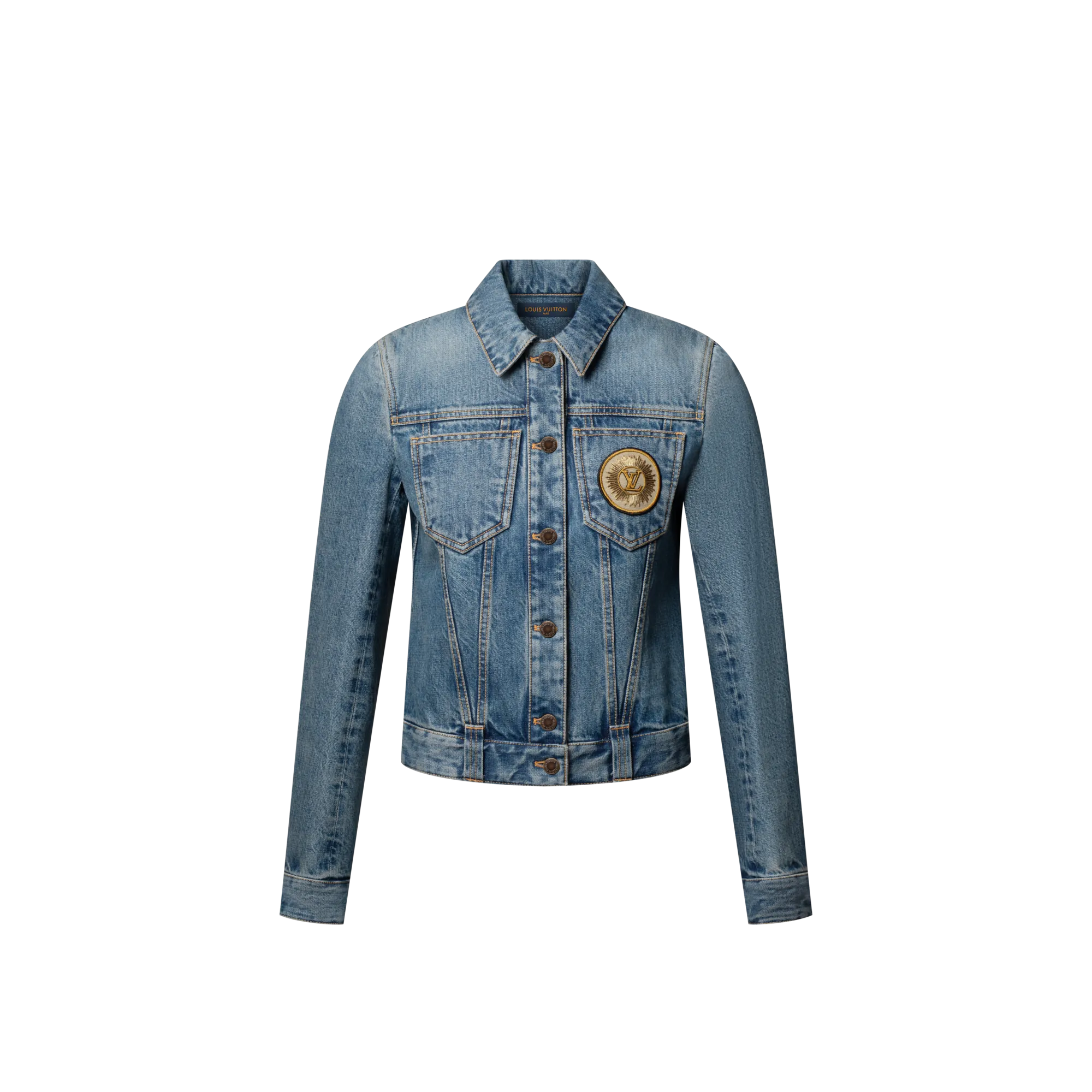 Louis Vuitton LV Patch Denim Jacket - Women - Ready - to - Wear 1AIOFU Blue