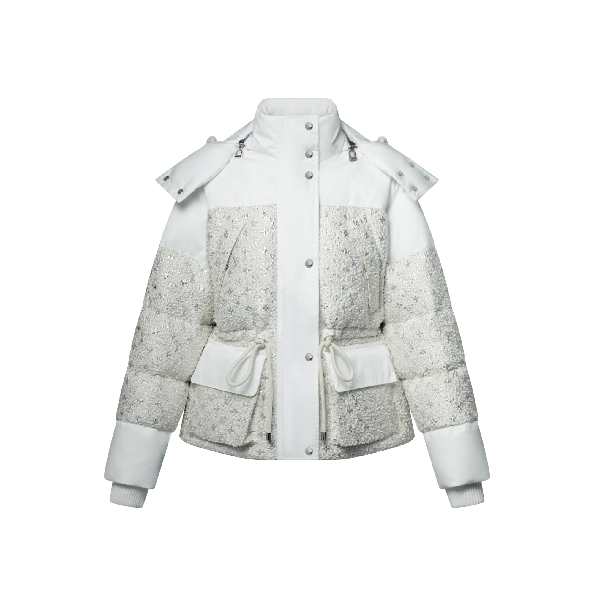 Louis Vuitton Monogram Tweed Puffer Jacket - Women - Ready - to - Wear 1AIPHR White