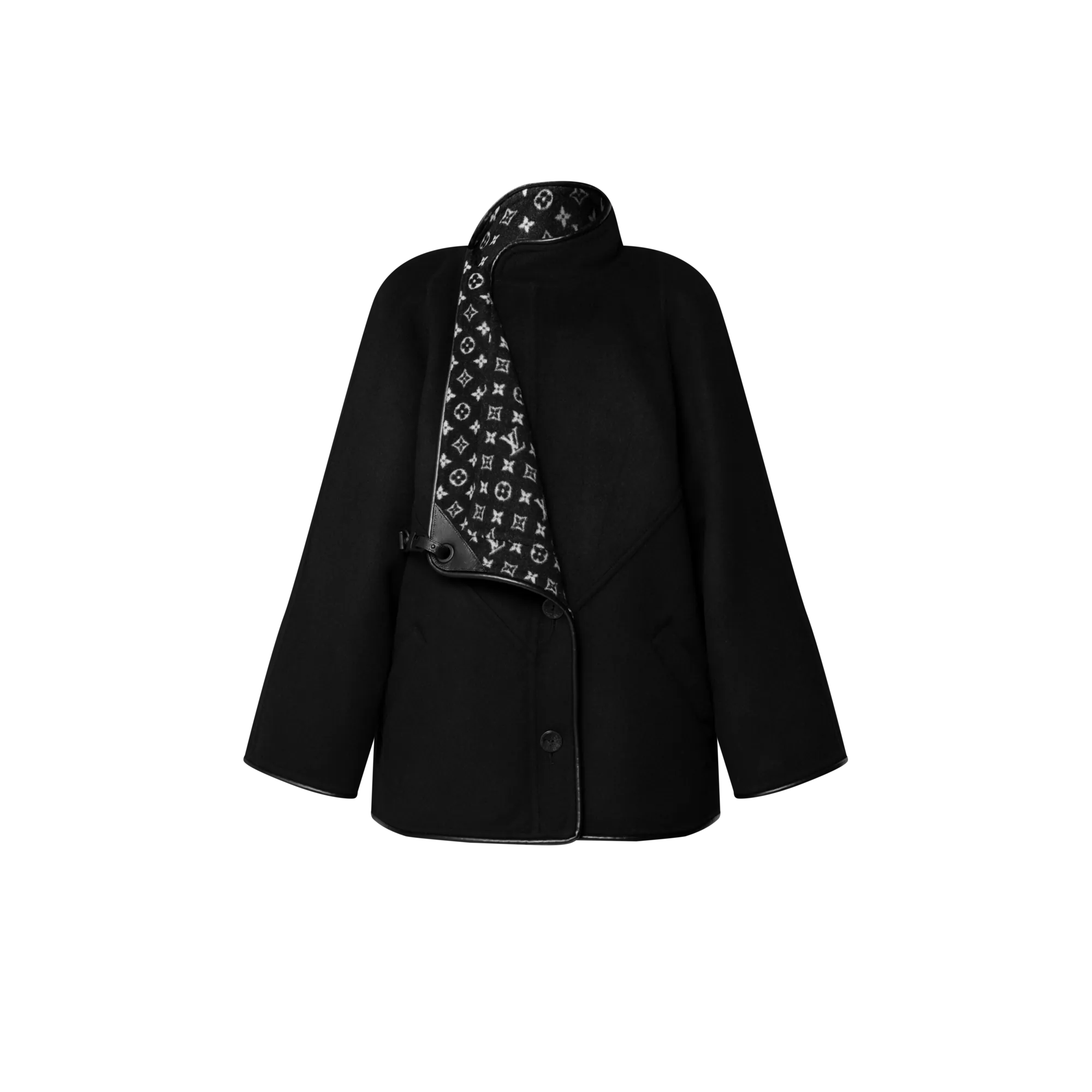 Louis Vuitton Double Face Clip Front Coat - Women - Ready - to - Wear 1AIPNR Black