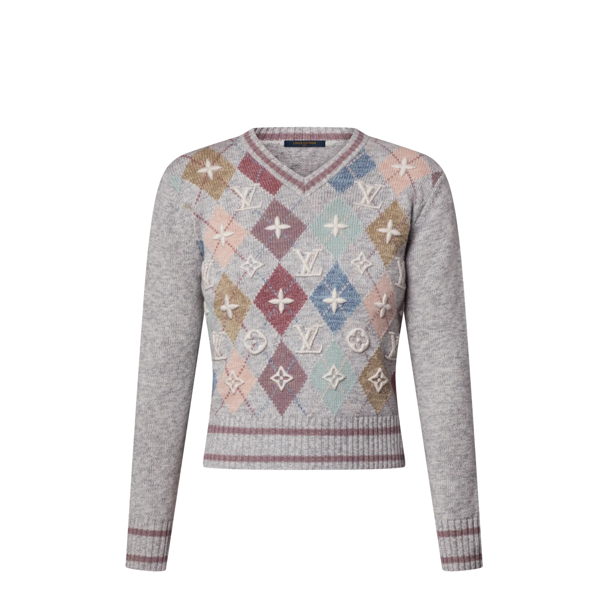 Louis Vuitton 3D Signature Argyle Pullover - Women - Ready-to-Wear 1AIQE3 Grey Louis Vuitton 3D Signature Argyle Pullover - Women - Ready-to-Wear 1AIQE3 Grey