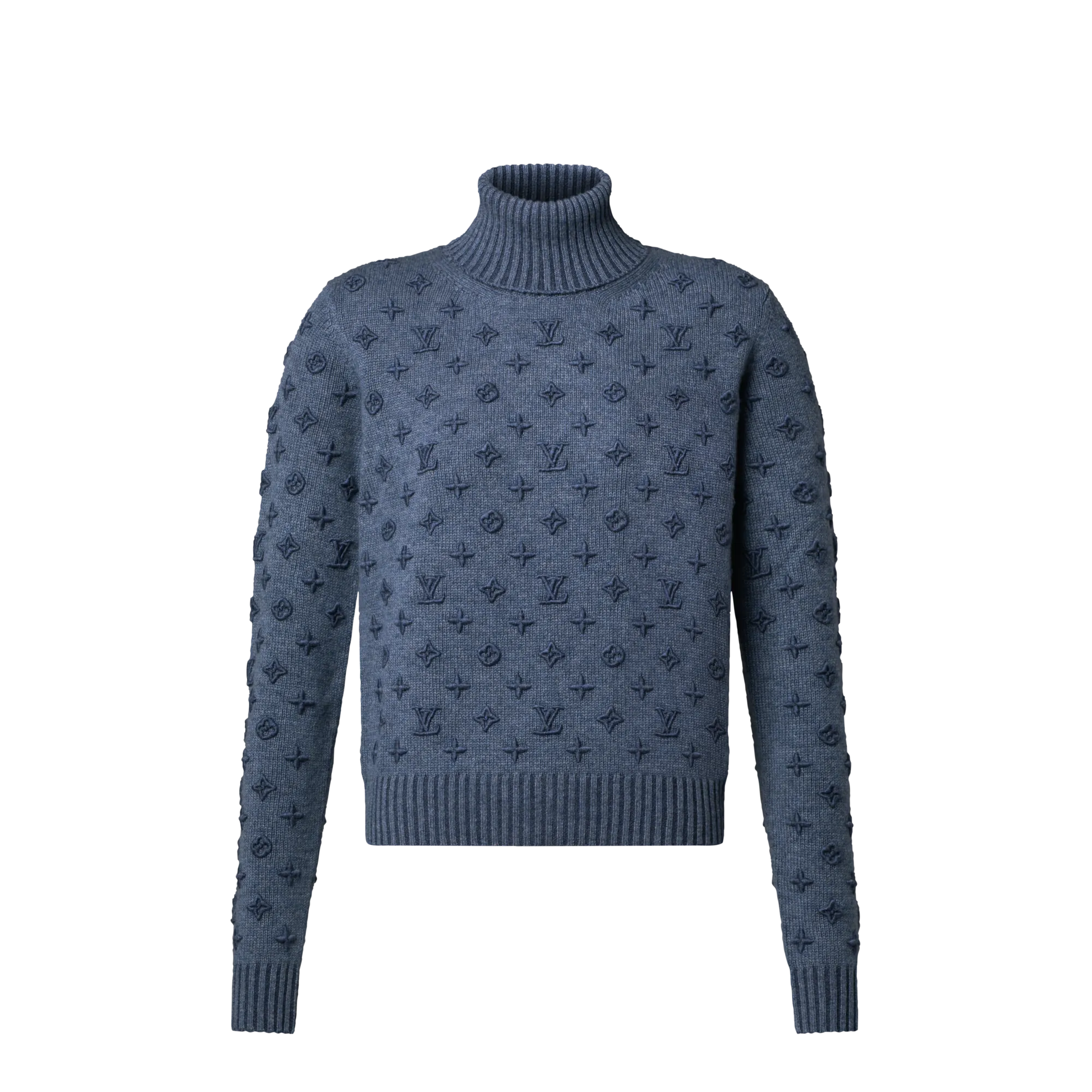 Louis Vuitton 3D Signature Turtleneck Pullover - Women - Ready - to - Wear 1AIQF7 Blue