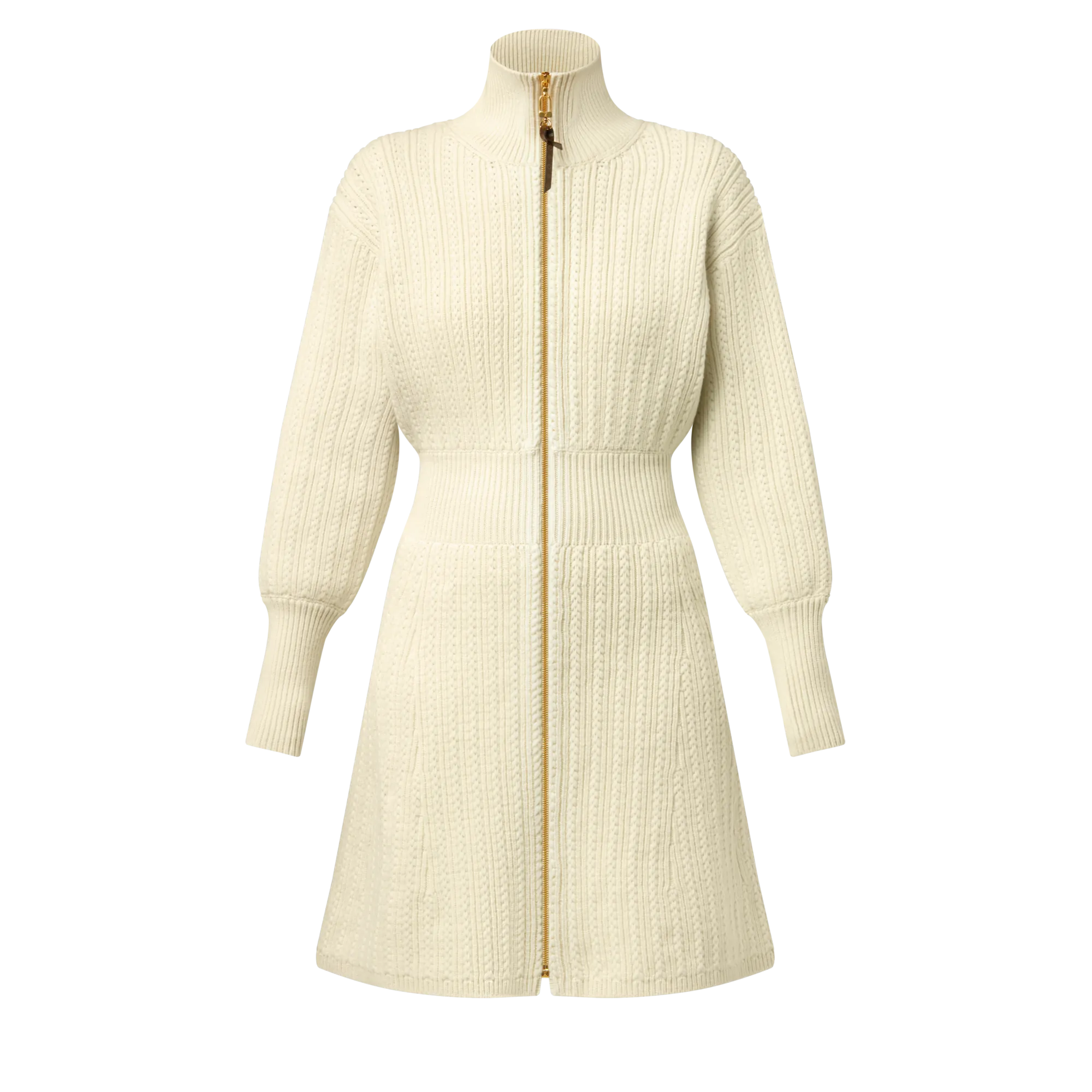 Louis Vuitton Ribbed Knit Long - Sleeved Dress - Women - Ready - to - Wear 1AIQGB White
