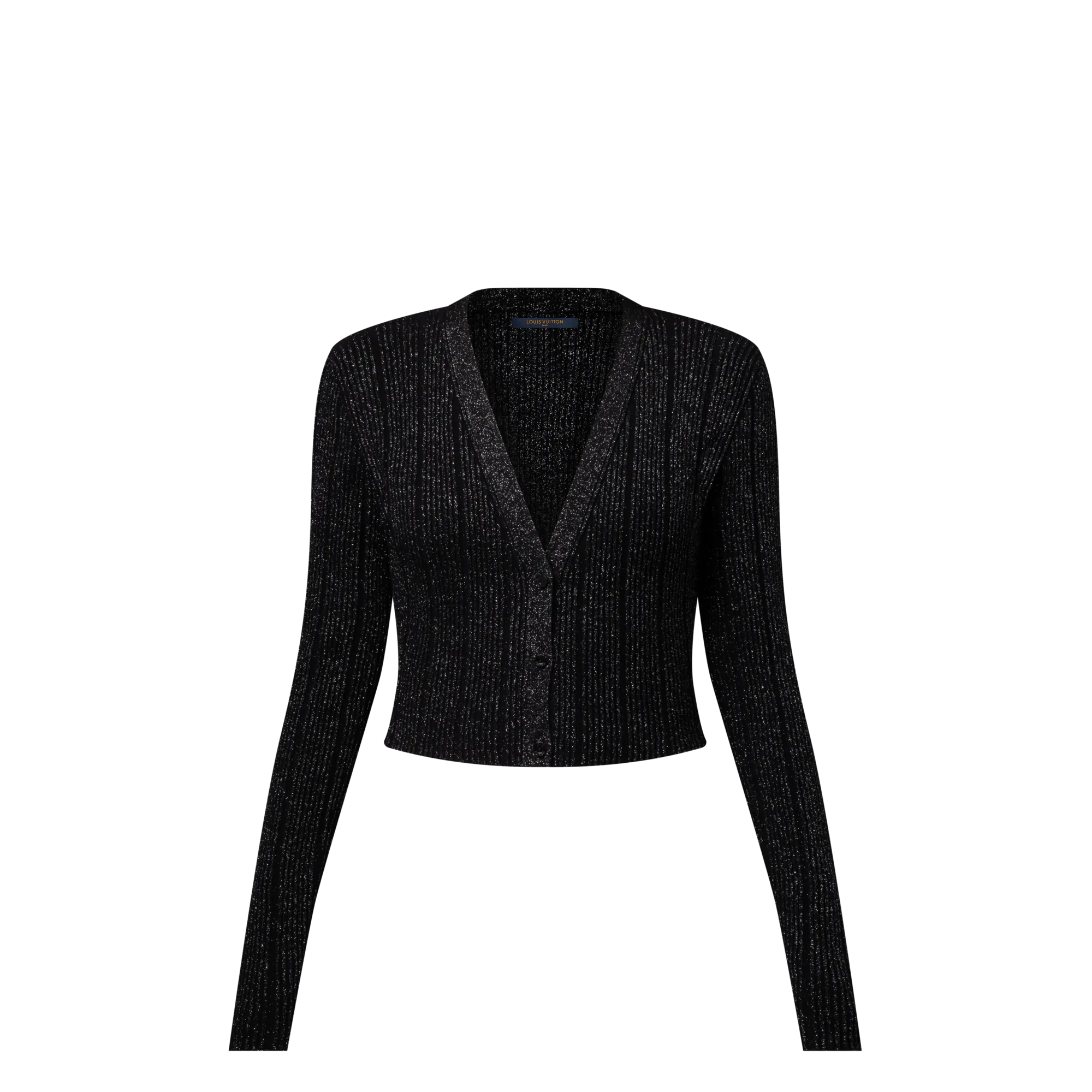 Louis Vuitton Cropped Rib-Knit Lurex Cardigan - Women - Ready-to-Wear 1AIQGK Black Louis Vuitton Cropped Rib-Knit Lurex Cardigan - Women - Ready-to-Wear 1AIQGK Black