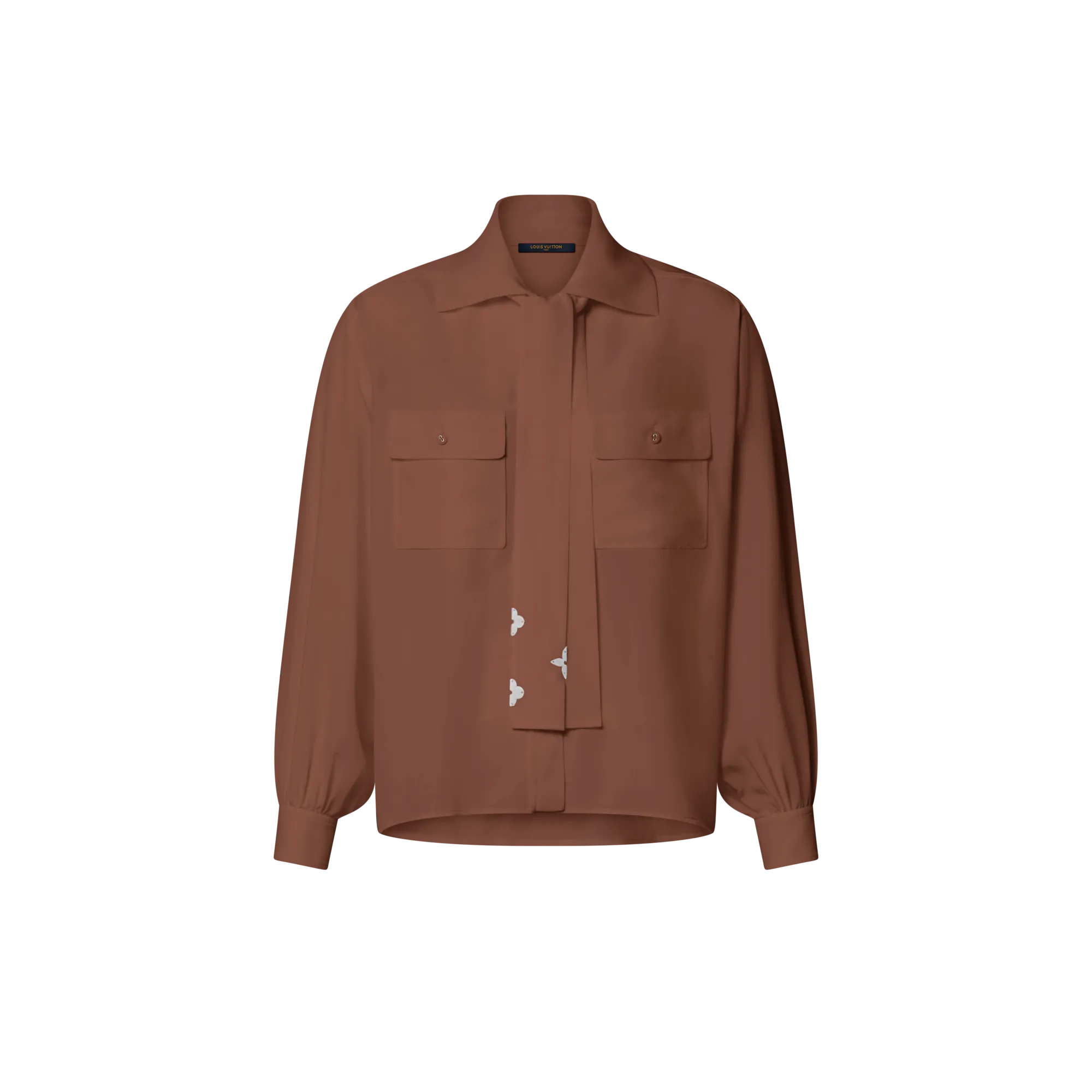 Louis Vuitton Long - Sleeved Lavaliere Shirt With Pocket Detail - Women - Ready - to - Wear 1AIQNV Brown
