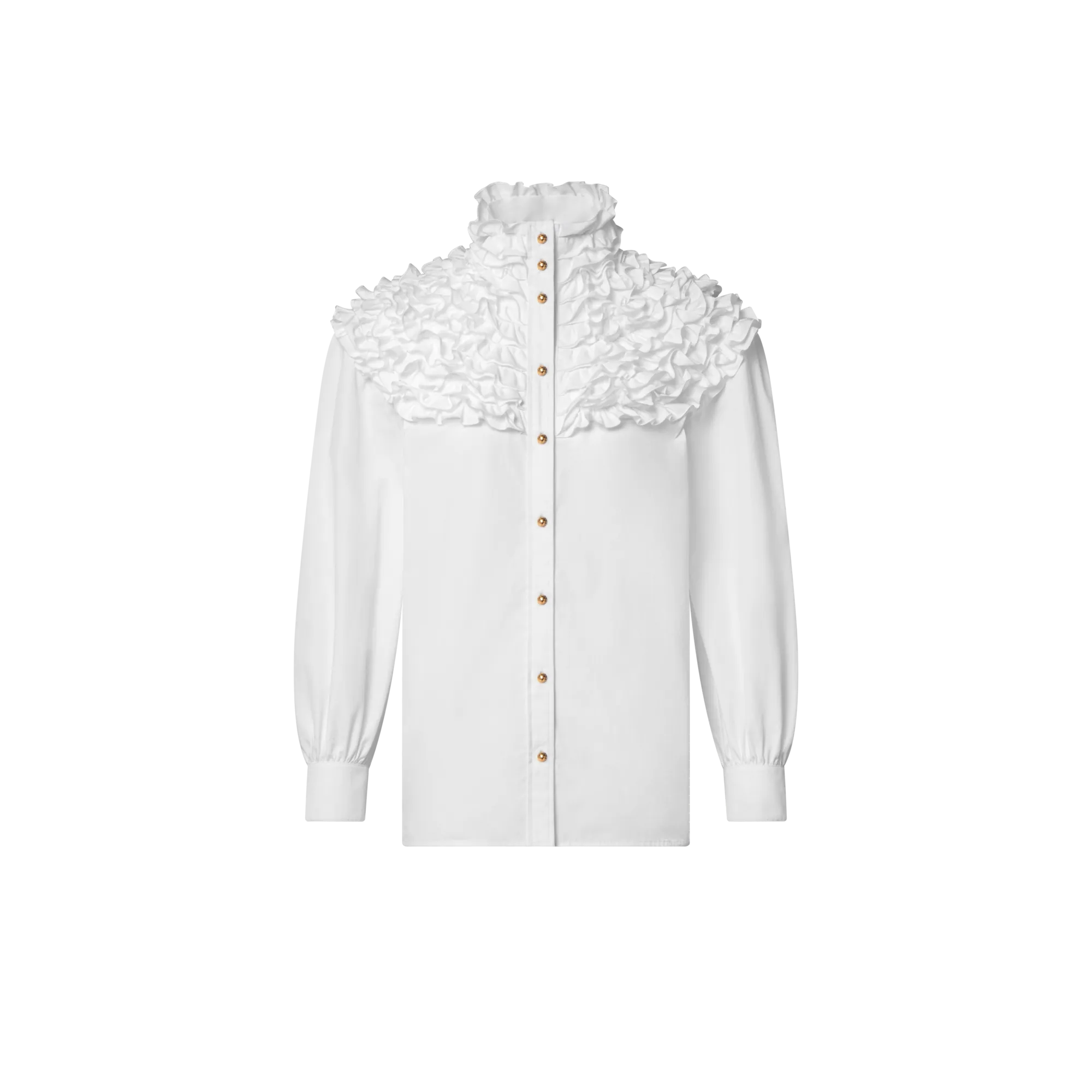 Louis Vuitton Ruffle Neck Shirt - Women - Ready - to - Wear 1AIQOJ White