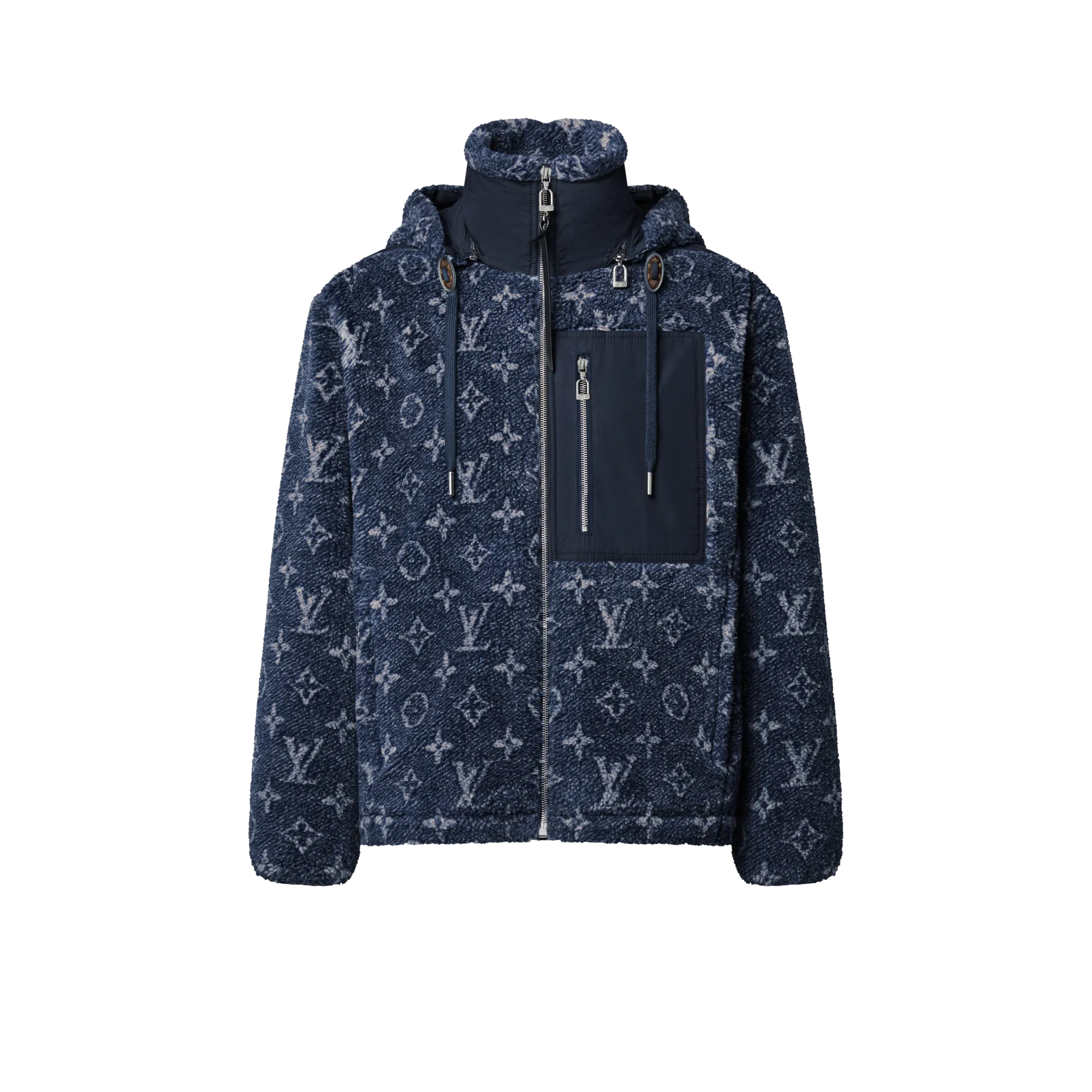 Louis Vuitton Denim - Effect Monogram Fleece Jacket - Women - Ready - to - Wear 1AIQQZ Blue