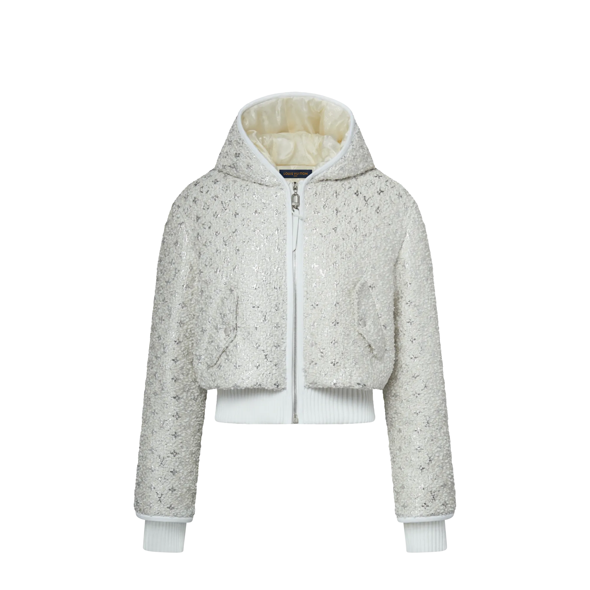 Louis Vuitton Monogram Tweed Cropped Jacket - Women - Ready-to-Wear 1AIQRF White