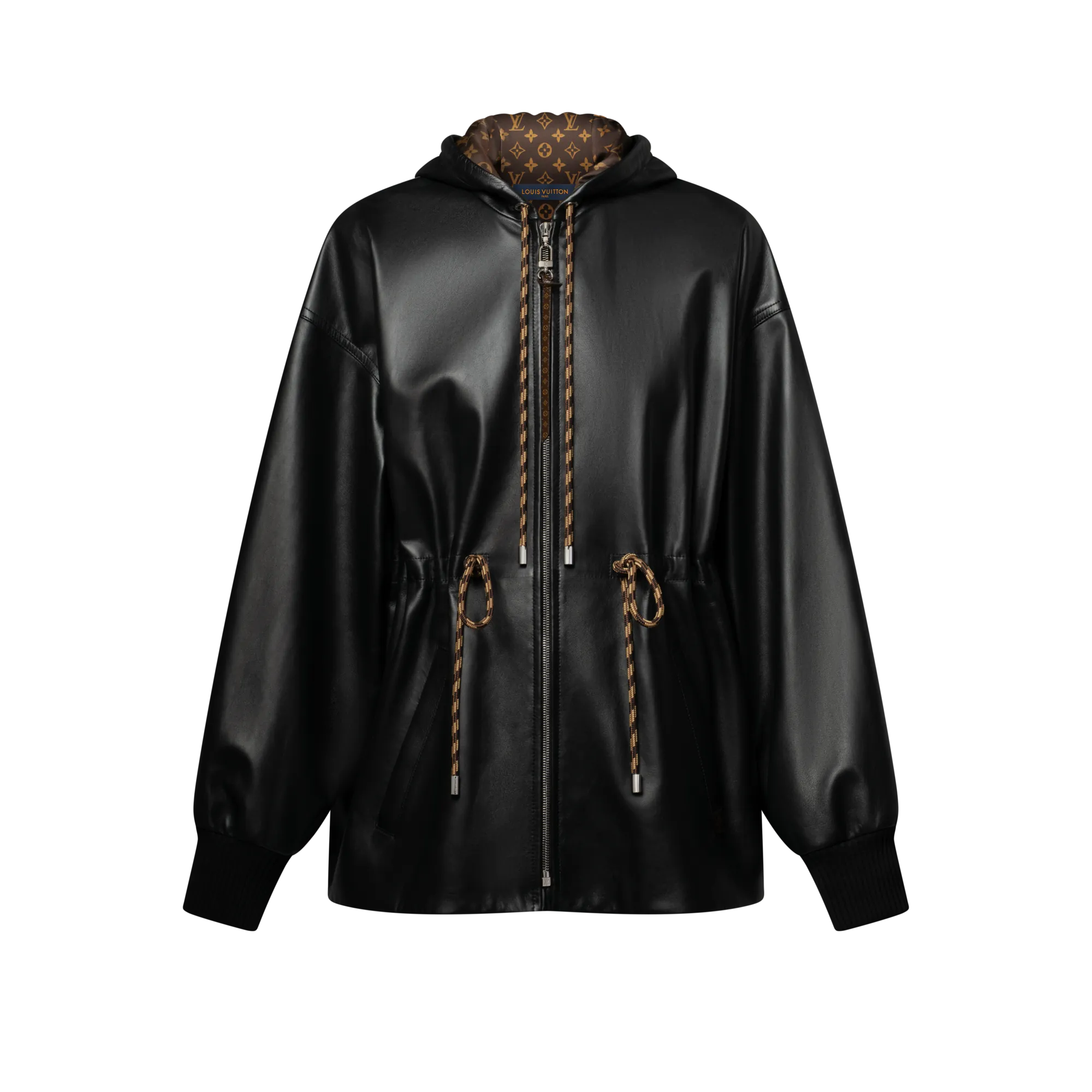 Louis Vuitton Leather Peplum Parka - Women - Ready-to-Wear 1AIQRV Black