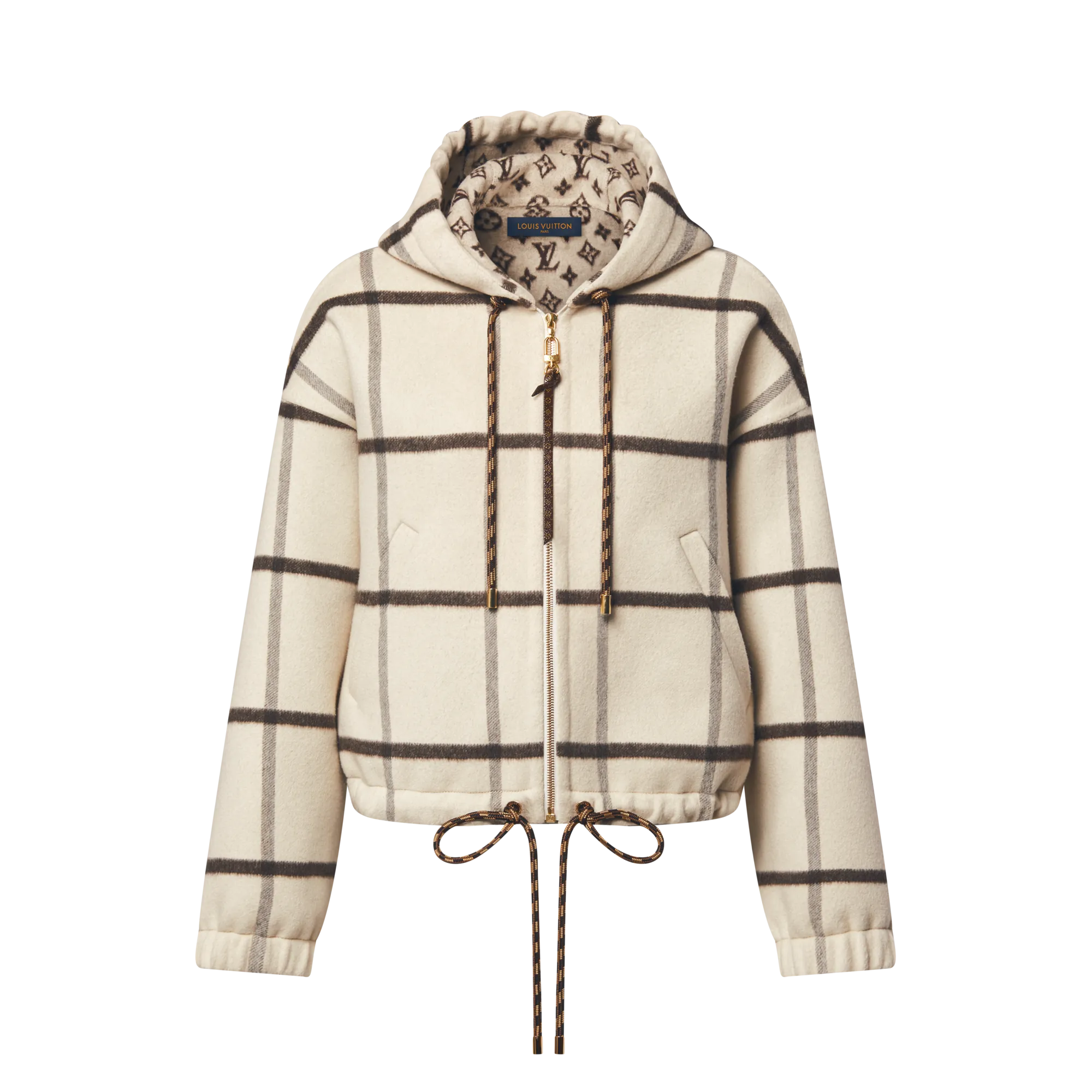 Louis Vuitton Check Motif Hooded Jacket - Women - Ready-to-Wear 1AIQV4 Beige
