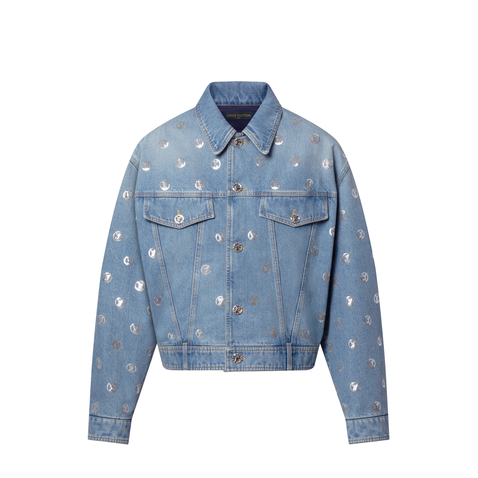 Louis Vuitton Sequin Signature Denim Jacket - Women - Ready - to - Wear 1AIQYL Blue