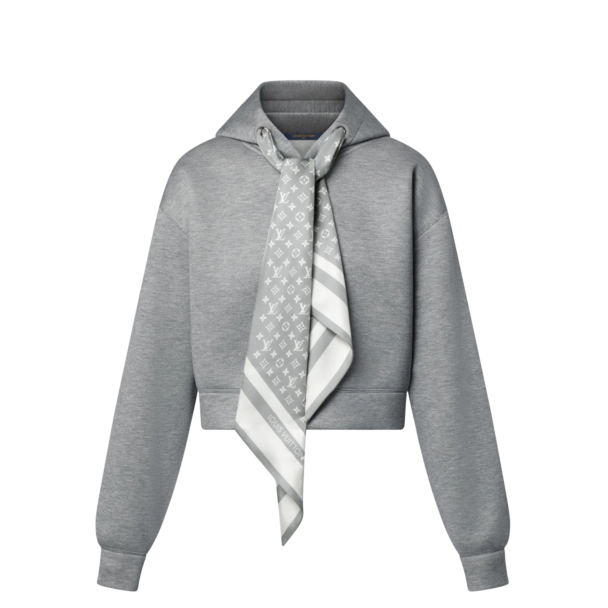 Louis Vuitton Cropped Monogram Scarf Hoodie - Women - Ready - to - Wear 1AIR61 Grey