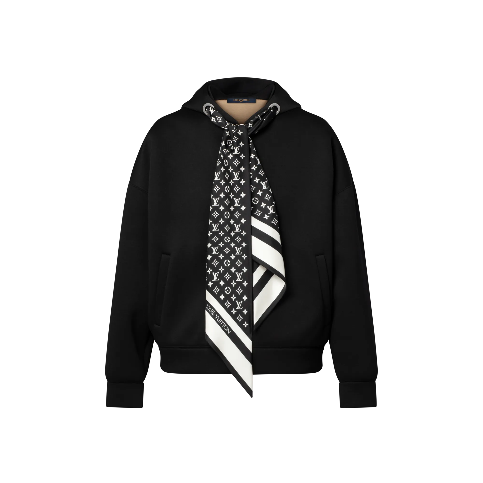 Louis Vuitton Monogram Scarf Zip - Up Hoodie - Women - Ready - to - Wear 1AIR93 Black