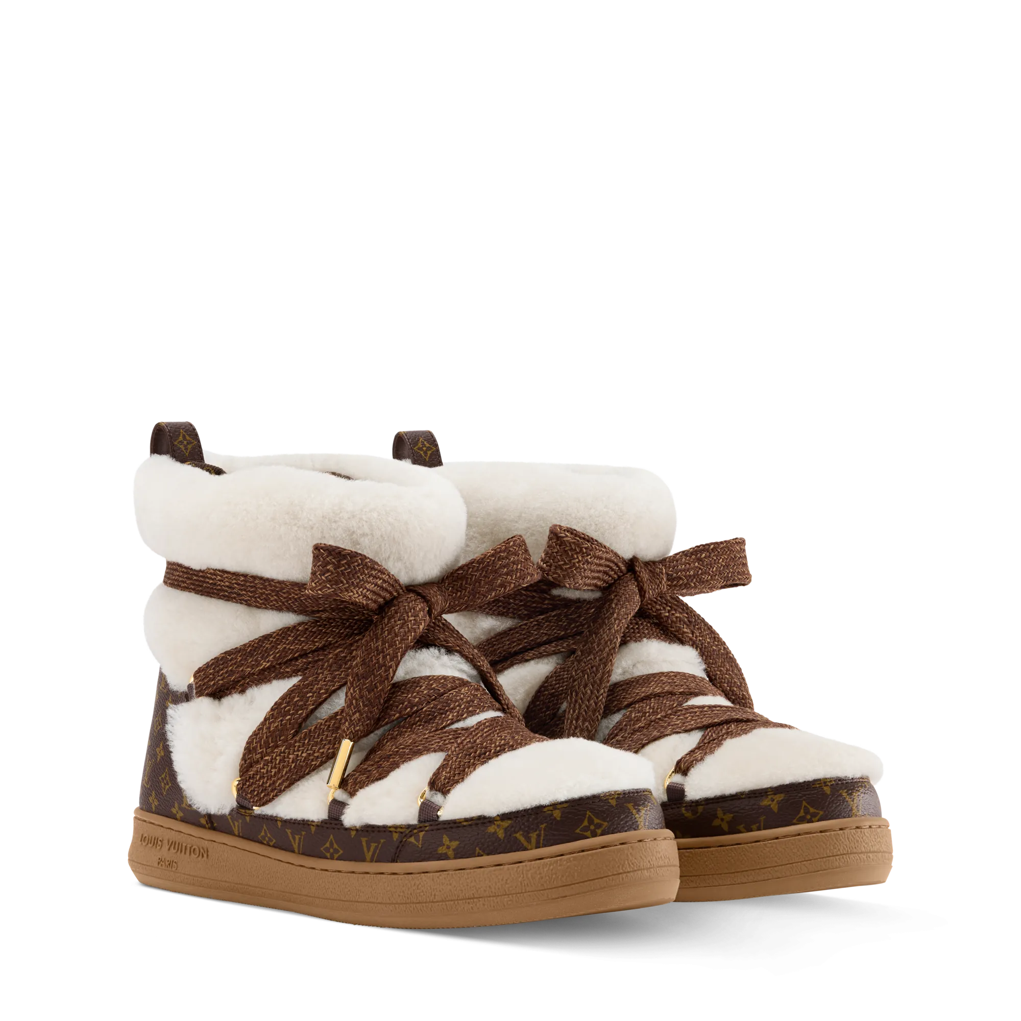 Louis Vuitton LV Cloud Lace - Up Ankle Boot Sneaker Shearling - Women - Shoes 1AIV31 Beige