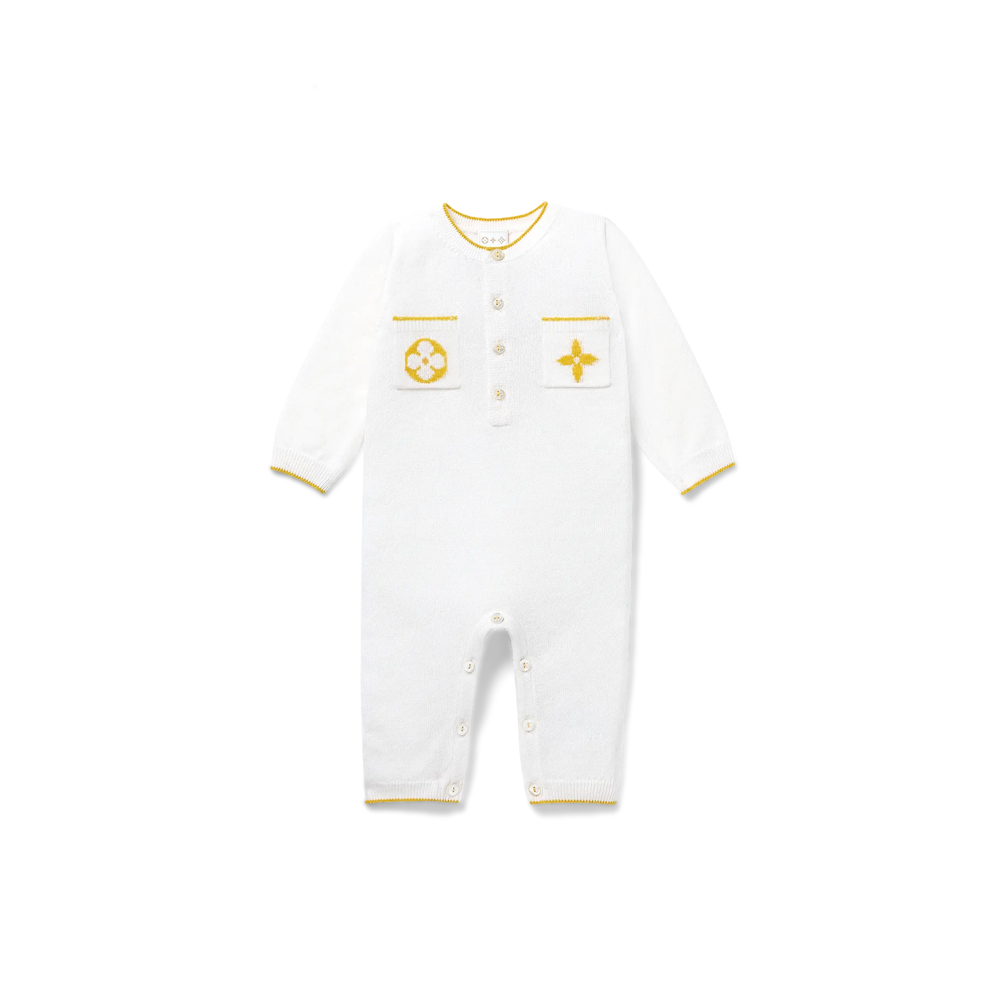 Louis Vuitton 2 Pockets Suit S00 - New - For Baby GI008D White Yellow Louis Vuitton 2 Pockets Suit S00 - New - For Baby GI008D White Yellow