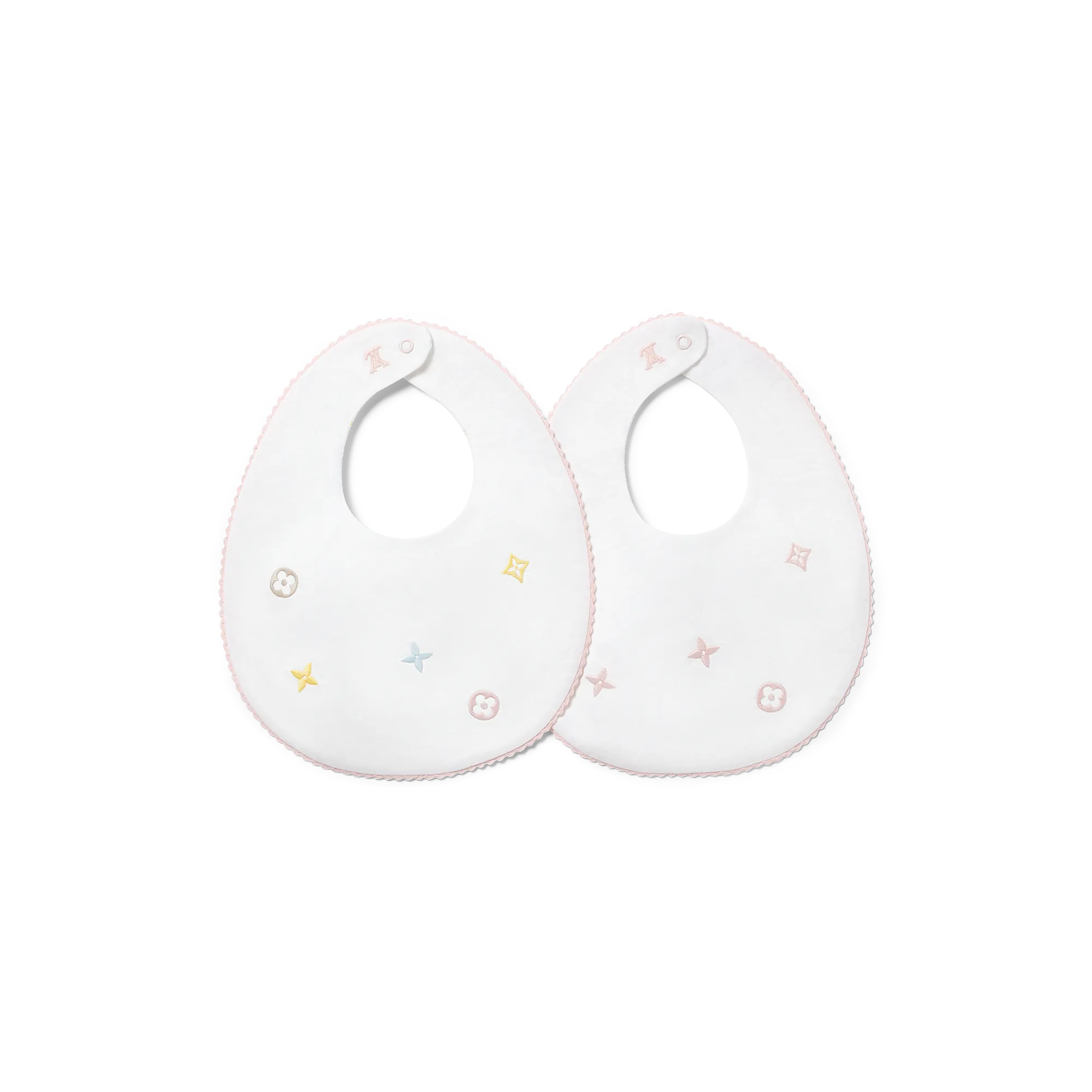 Louis Vuitton Set of 2 Embroidered Meli-Melo Bibs S00 - New - For Baby GI060D Rose Yellow Méli Mélo Louis Vuitton Set of 2 Embroidered Meli-Melo Bibs S00 - New - For Baby GI060D Rose Yellow Méli Mélo