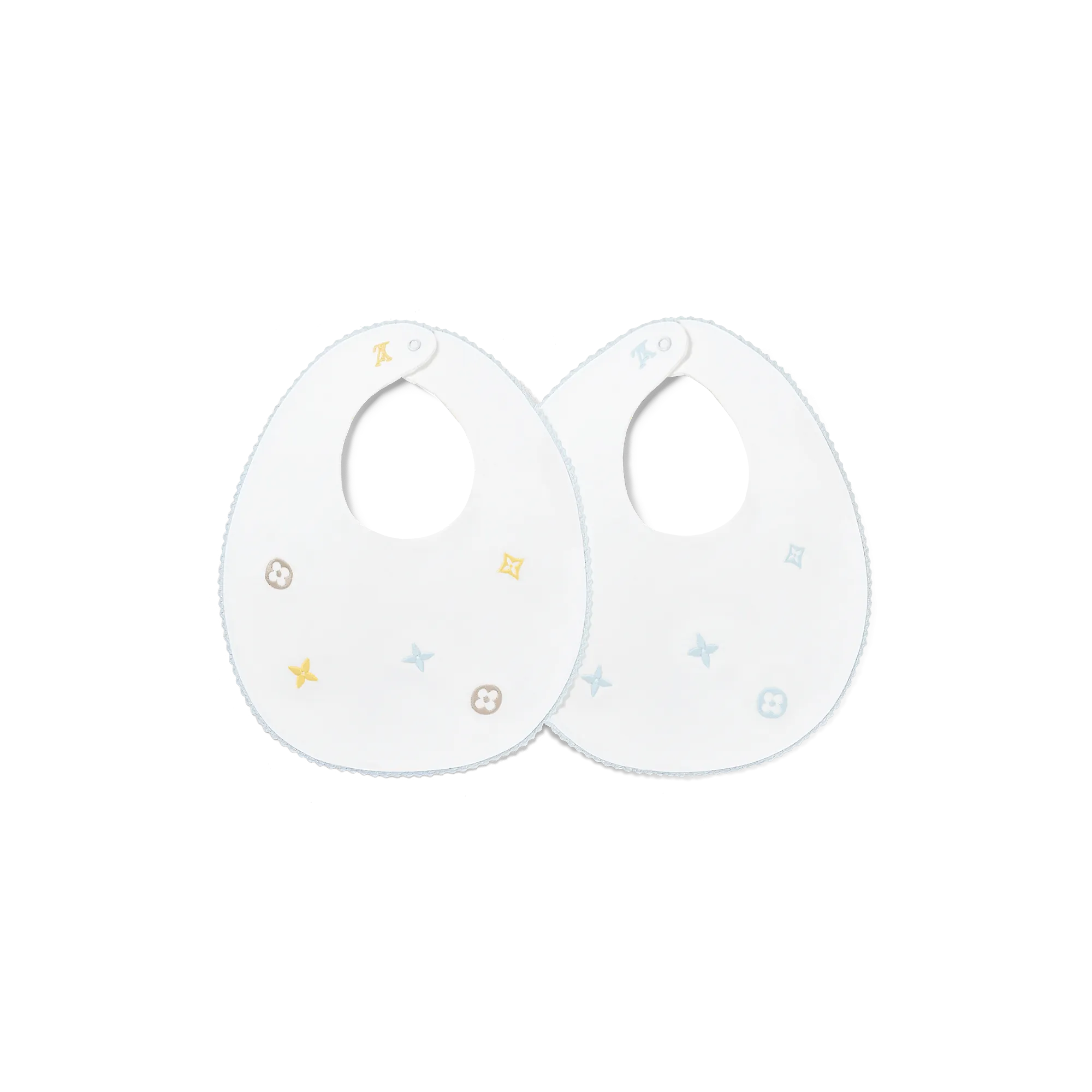 Louis Vuitton Set of 2 Embroidered Meli-Melo Bibs S00 - New - For Baby GI061D Dune Blue Louis Vuitton Set of 2 Embroidered Meli-Melo Bibs S00 - New - For Baby GI061D Dune Blue
