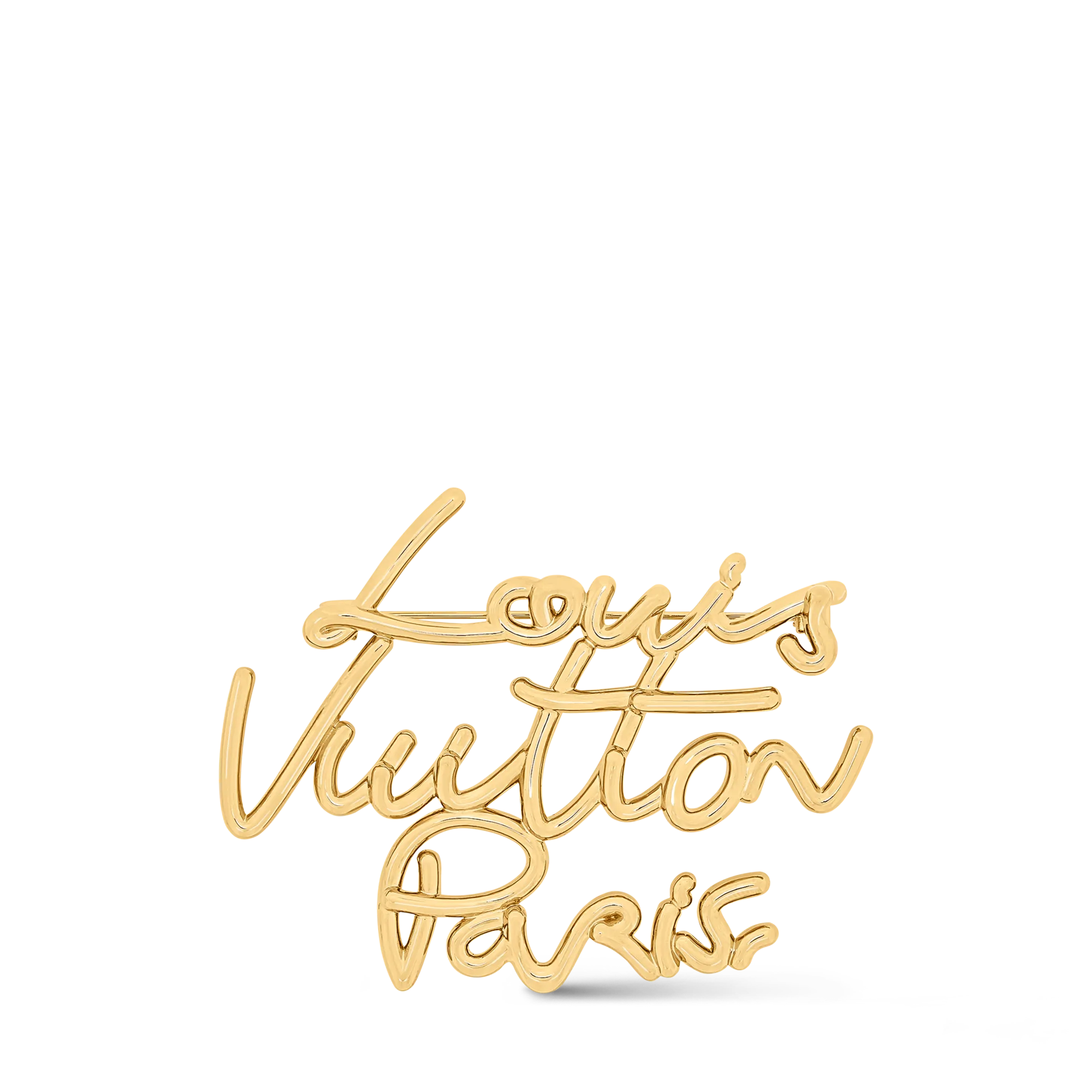 Louis Vuitton LV Script Brooch Brass - Women - Fashion Jewelry M03098 Gold