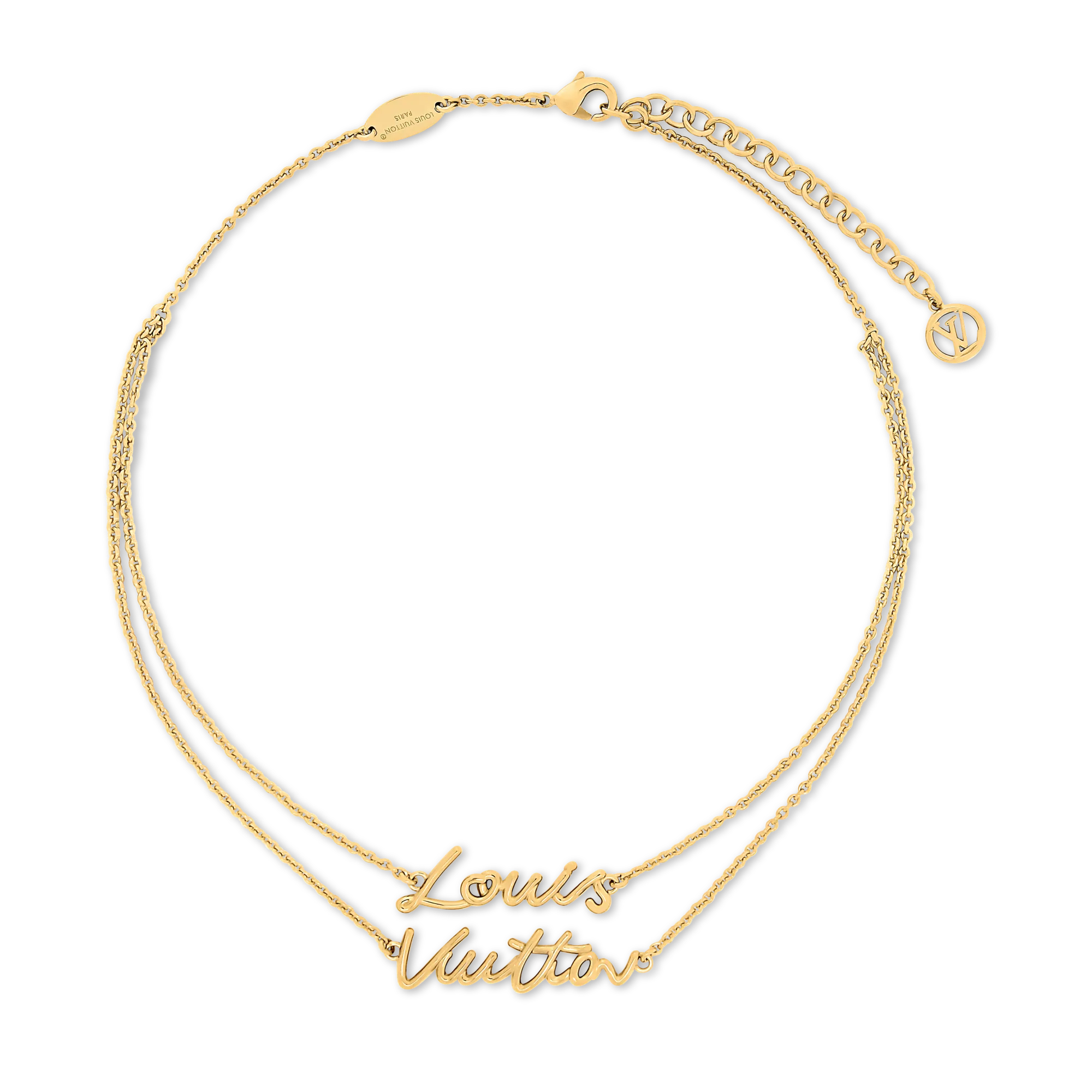 Louis Vuitton LV Script Necklace Brass - Women - Fashion Jewelry M03263 Gold