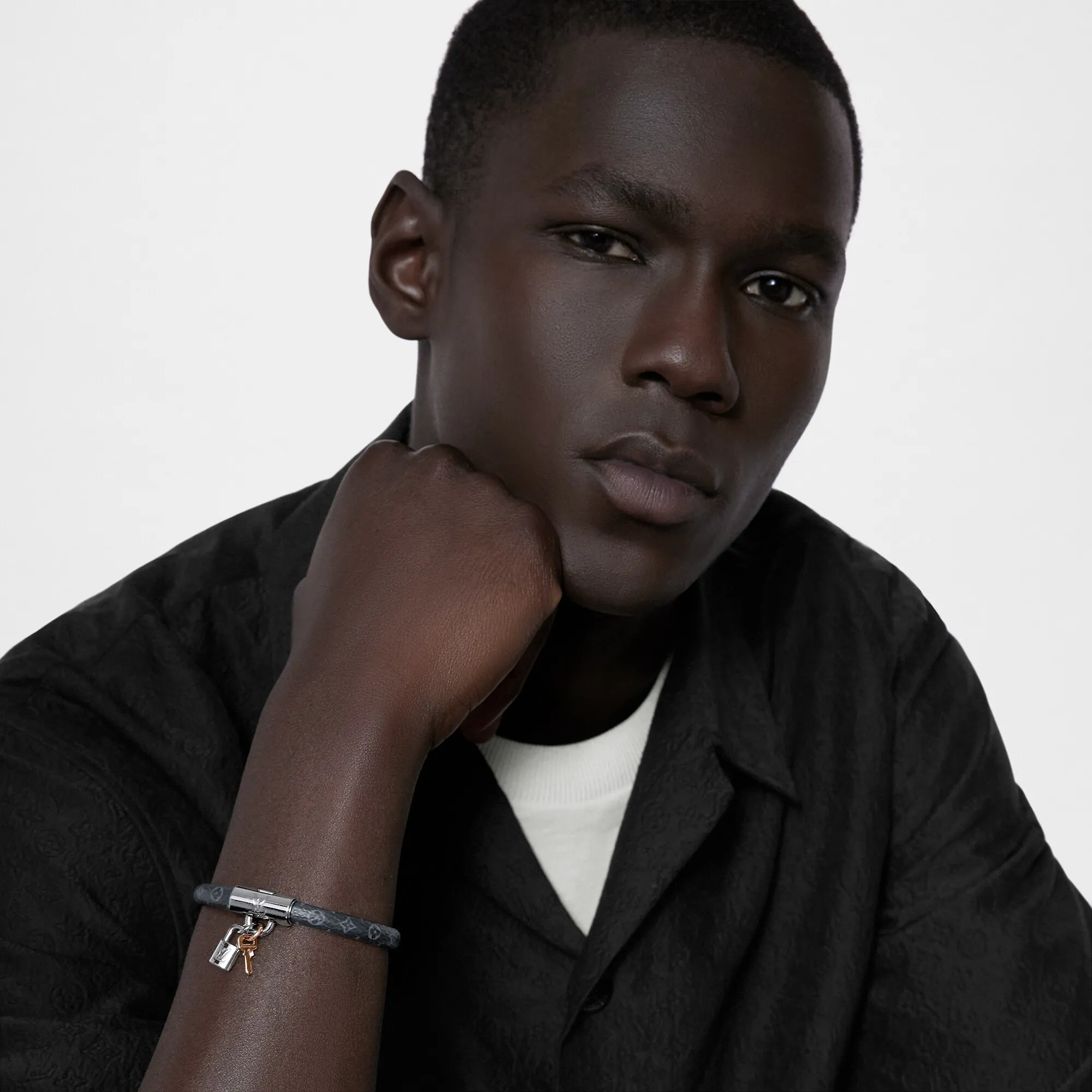 Louis Vuitton LV Padlock Bracelet Monogram Eclipse Canvas - Men - Fashion Jewelry M1072E