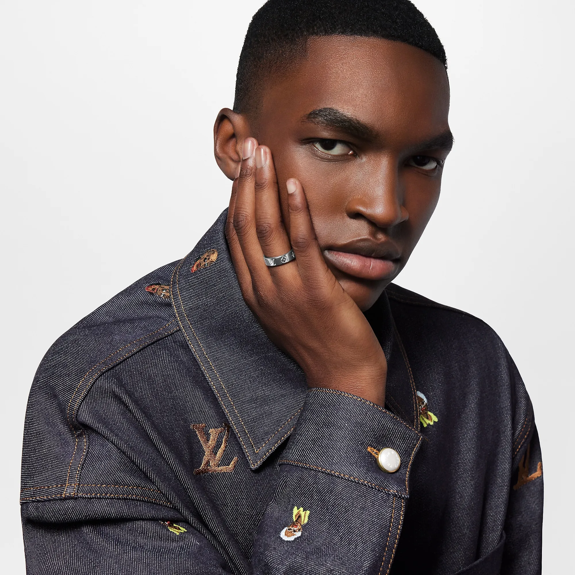 Louis Vuitton LV Mosaic Thin Ring S00 - Men - Fashion Jewelry M1180M Palladium