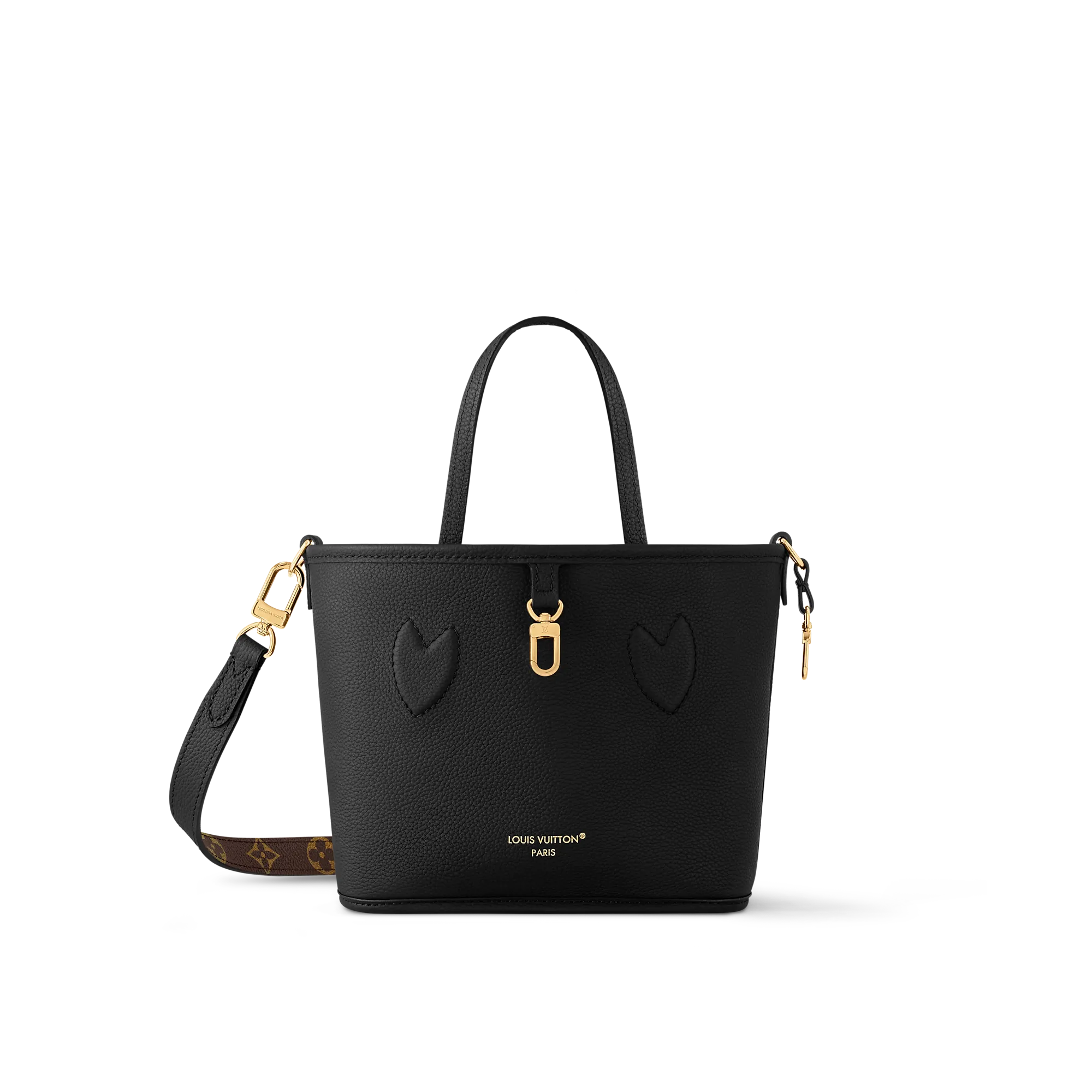 Louis Vuitton Neverfull BB Bandouliere Inside Out Leather Tote M12099 Black/Monogram