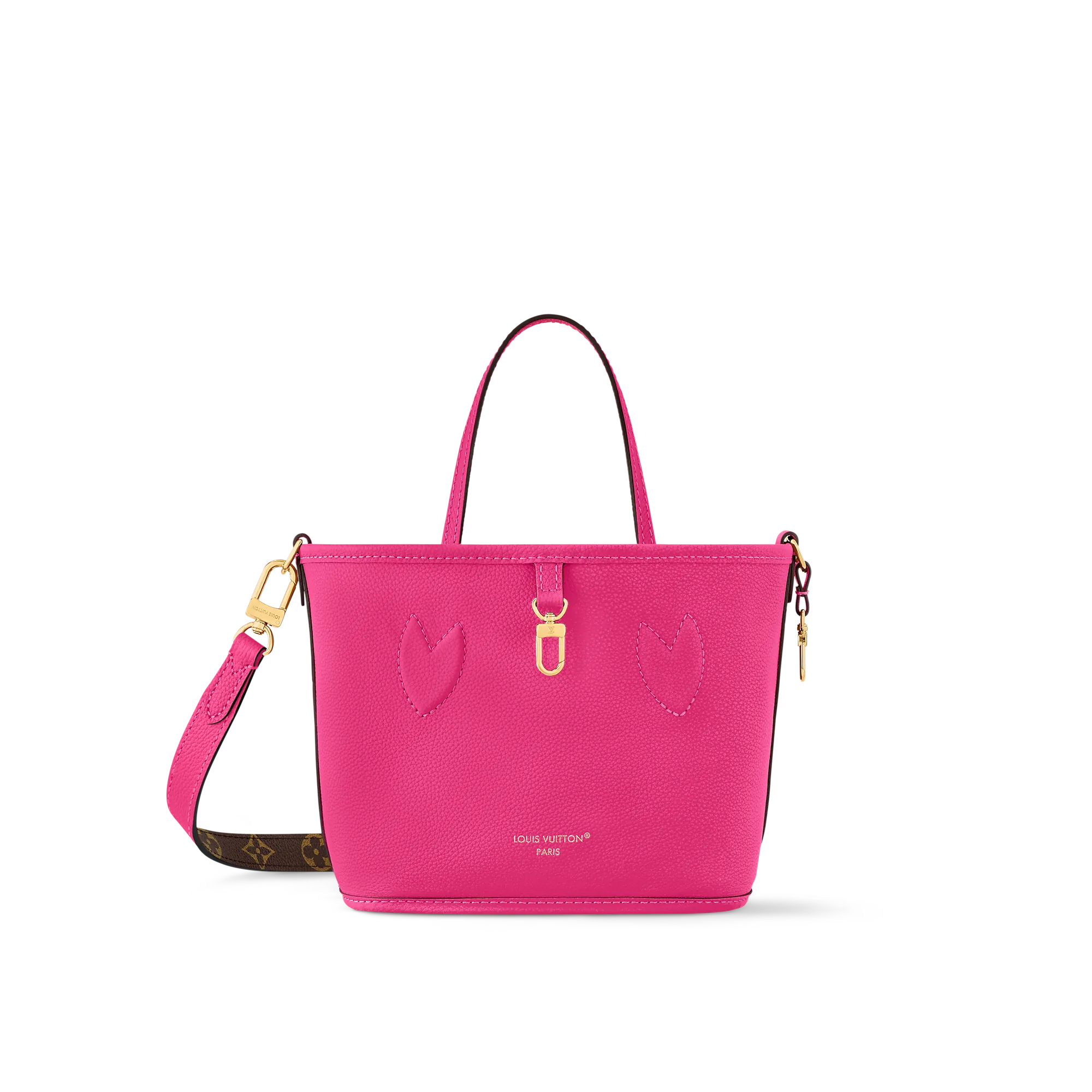 Louis Vuitton Neverfull BB Bandouliere Inside Out Leather Tote M12106 Rose Pondichery/Monogram
