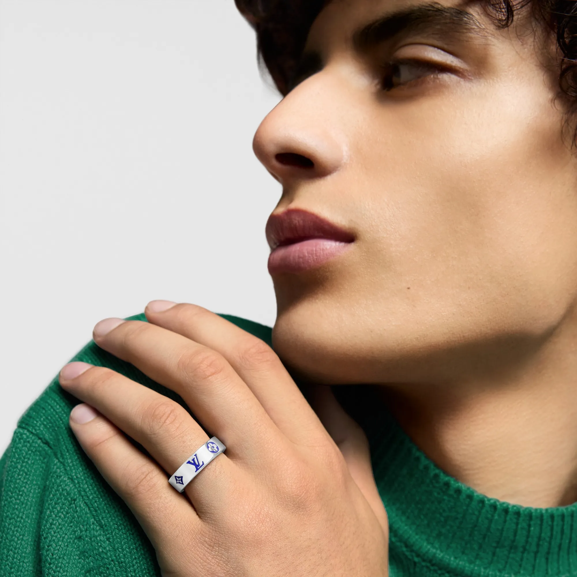 Louis Vuitton LV Mosaic Thin Ring S00 - Men - Fashion Jewelry M1299M Indigo Blue