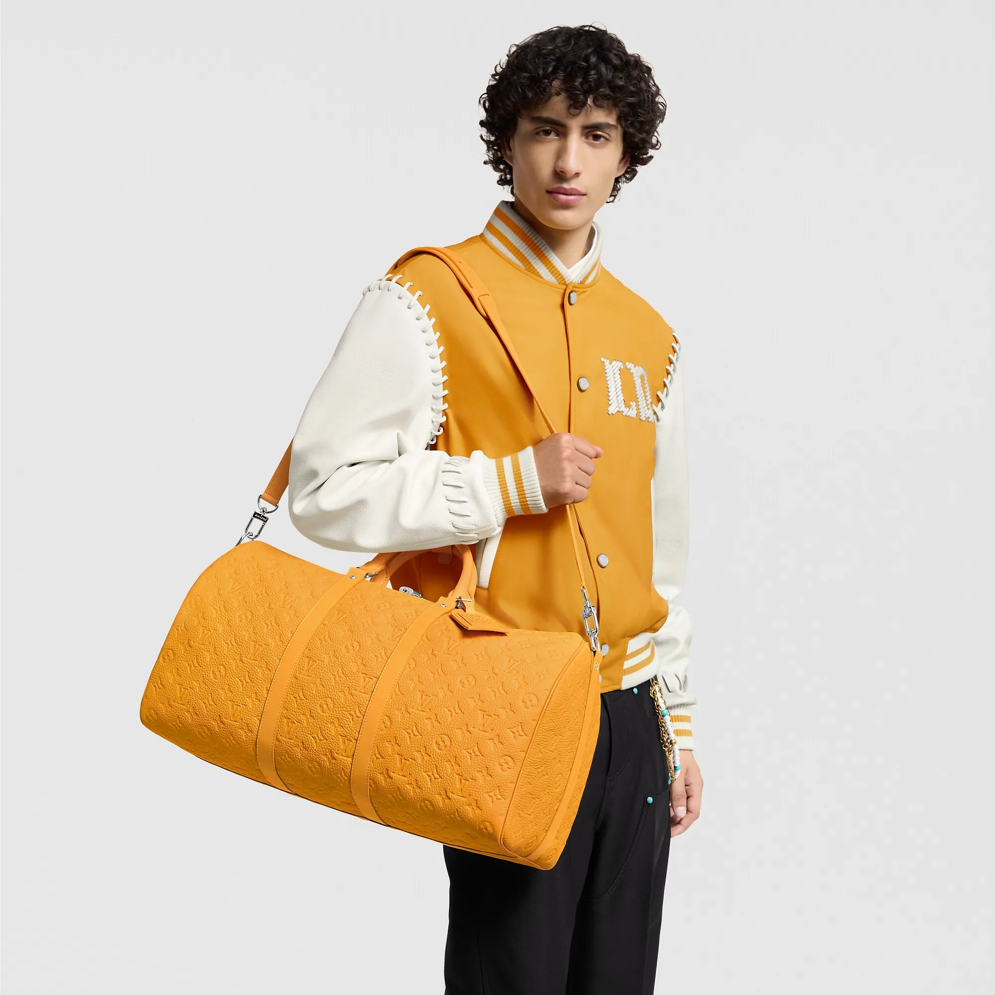 Louis Vuitton Keepall Bandoulière 50 Taurillon Monogram - Men - Travel M13008 Safran Yellow