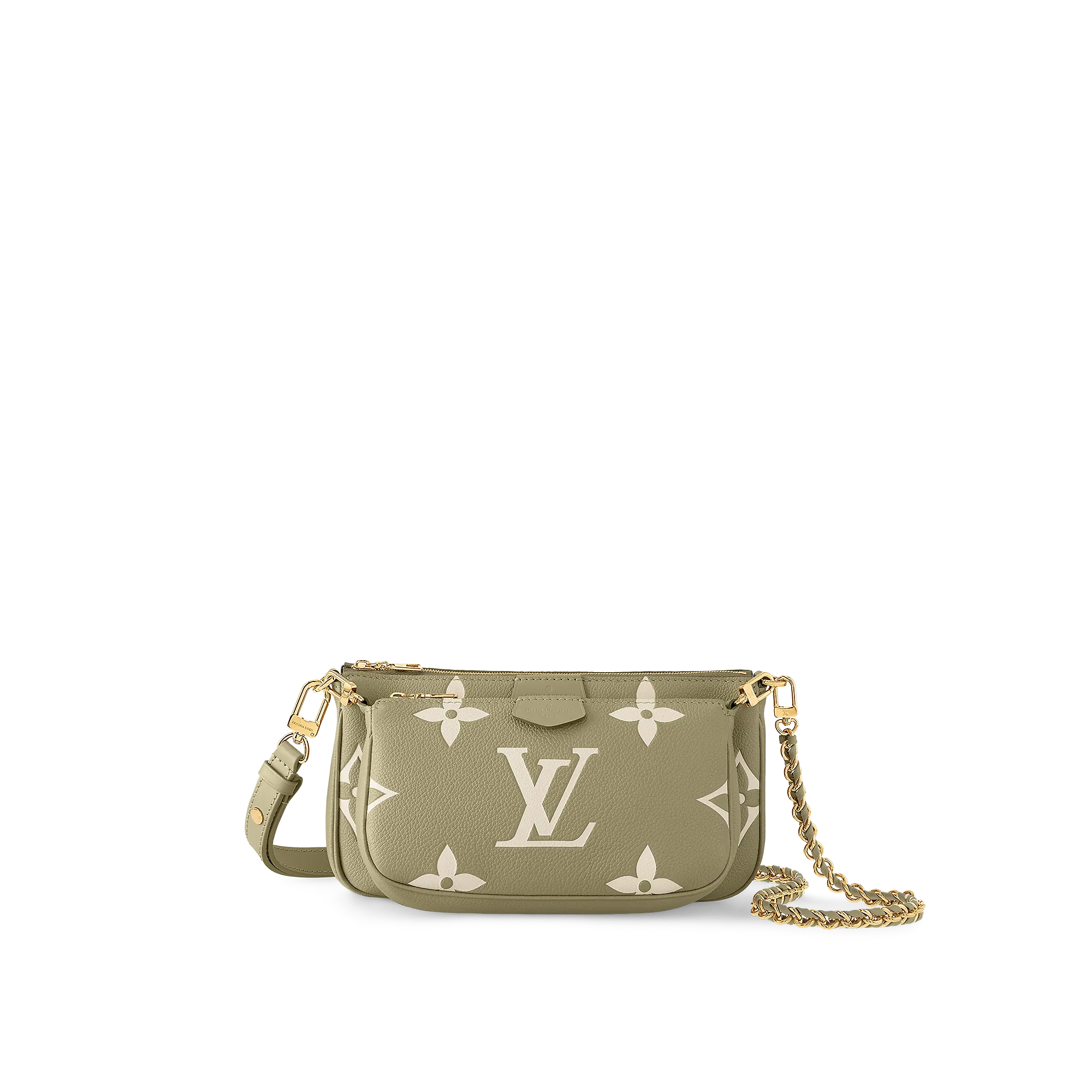 Louis Vuitton Multi Pochette Accessoires Bicolor Monogram Empreinte Leather - Women - Handbags M22670 Khaki Cream