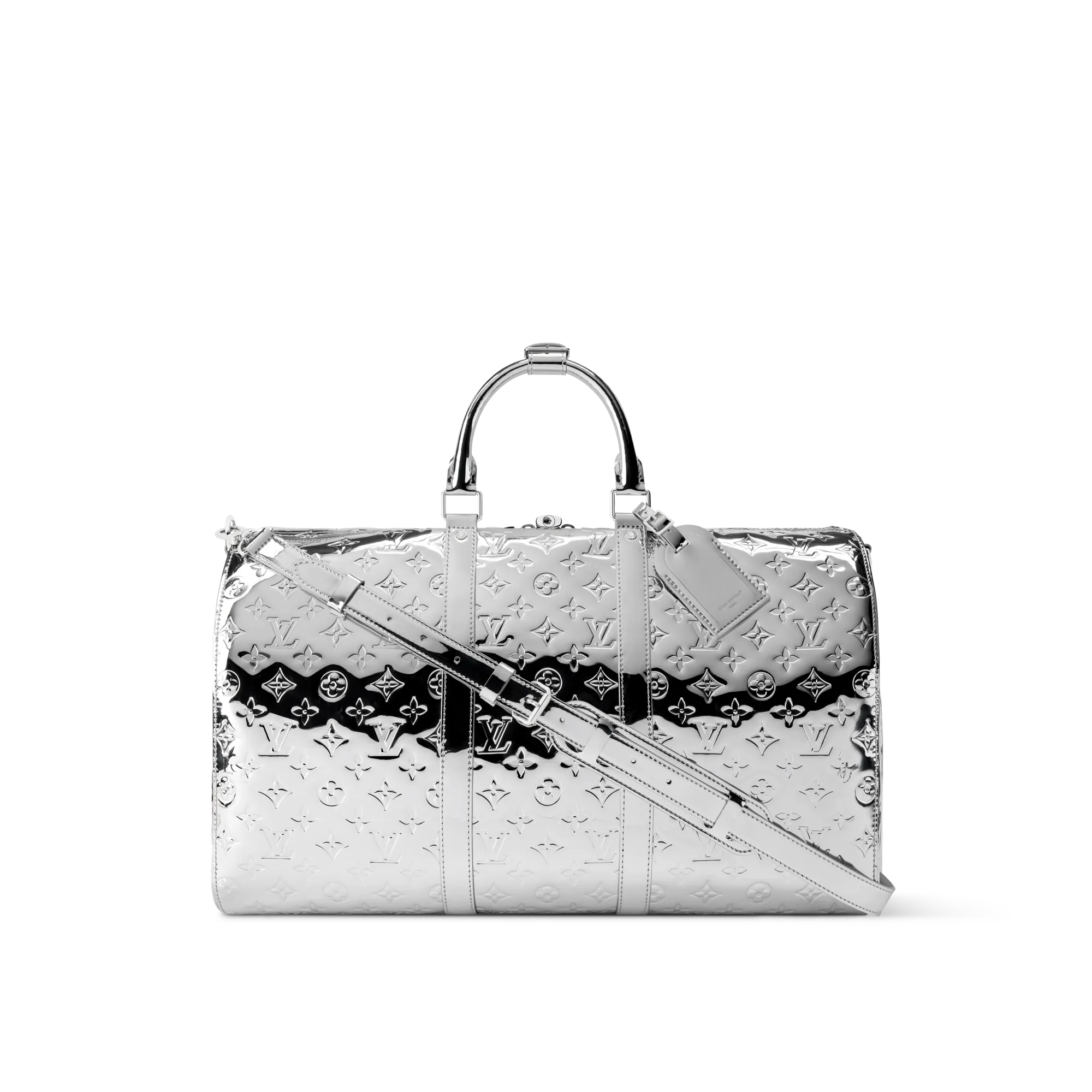 Louis Vuitton Keepall Bandoulière 50 Coated canvas - New - For Women M26766 Silver Louis Vuitton Keepall Bandoulière 50 Coated canvas - New - For Women M26766 Silver