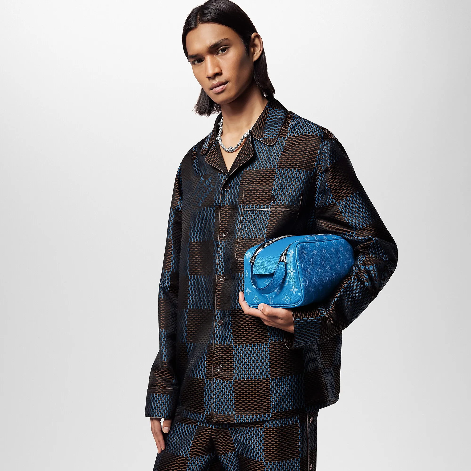 Louis Vuitton Dopp Kit Taigarama - Men - Travel M31037 Agave Blue