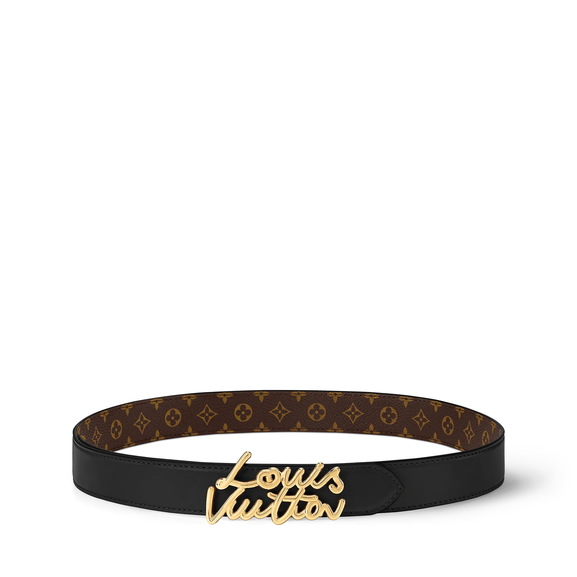 Louis Vuitton LV Script 30mm Belt Cowhide - Women - Accessories M4472W Black