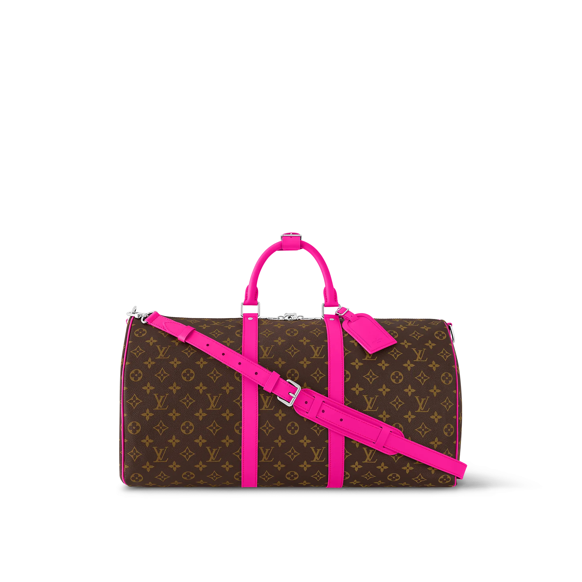 Louis Vuitton Keepall Bandoulière 50 Monogram Macassar Canvas - Men - Travel M46773 Fuchsia