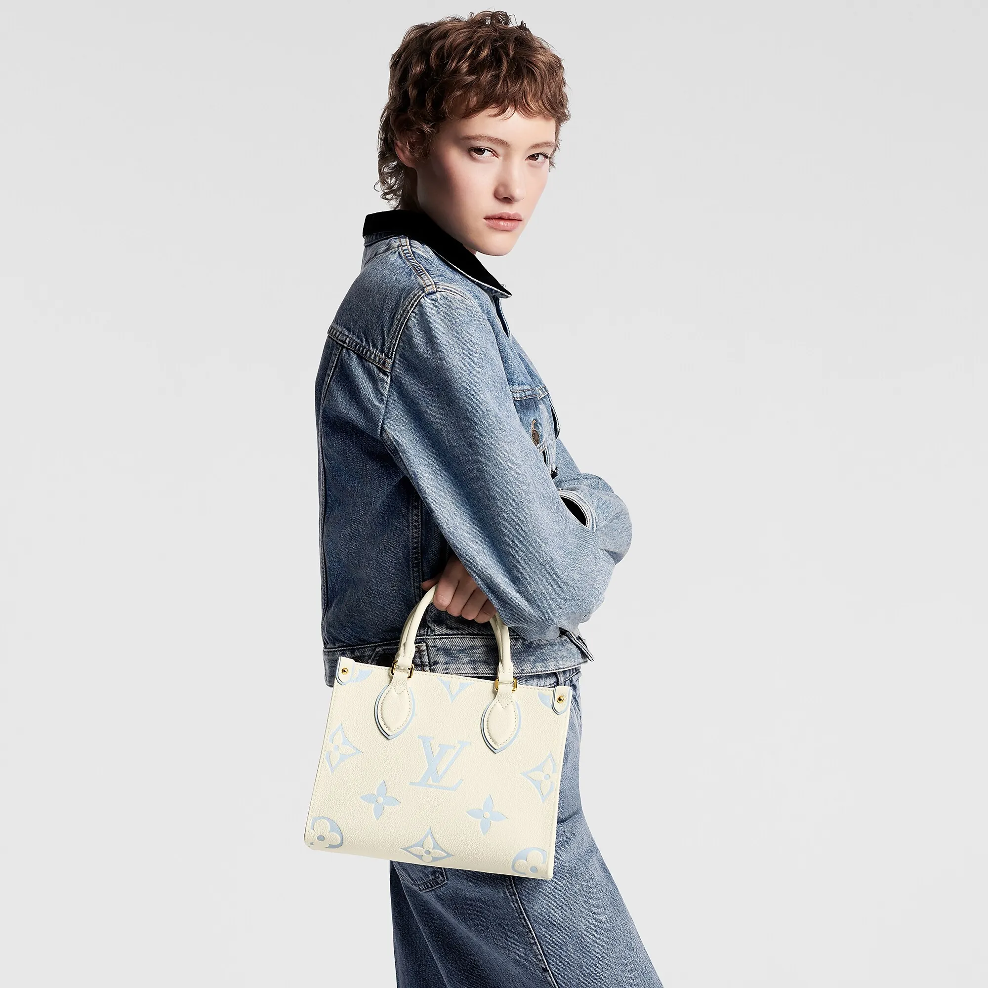 Louis Vuitton OnTheGo PM Bicolor Monogram Empreinte Leather - Women - Handbags M46833 Latte/Candy Blue