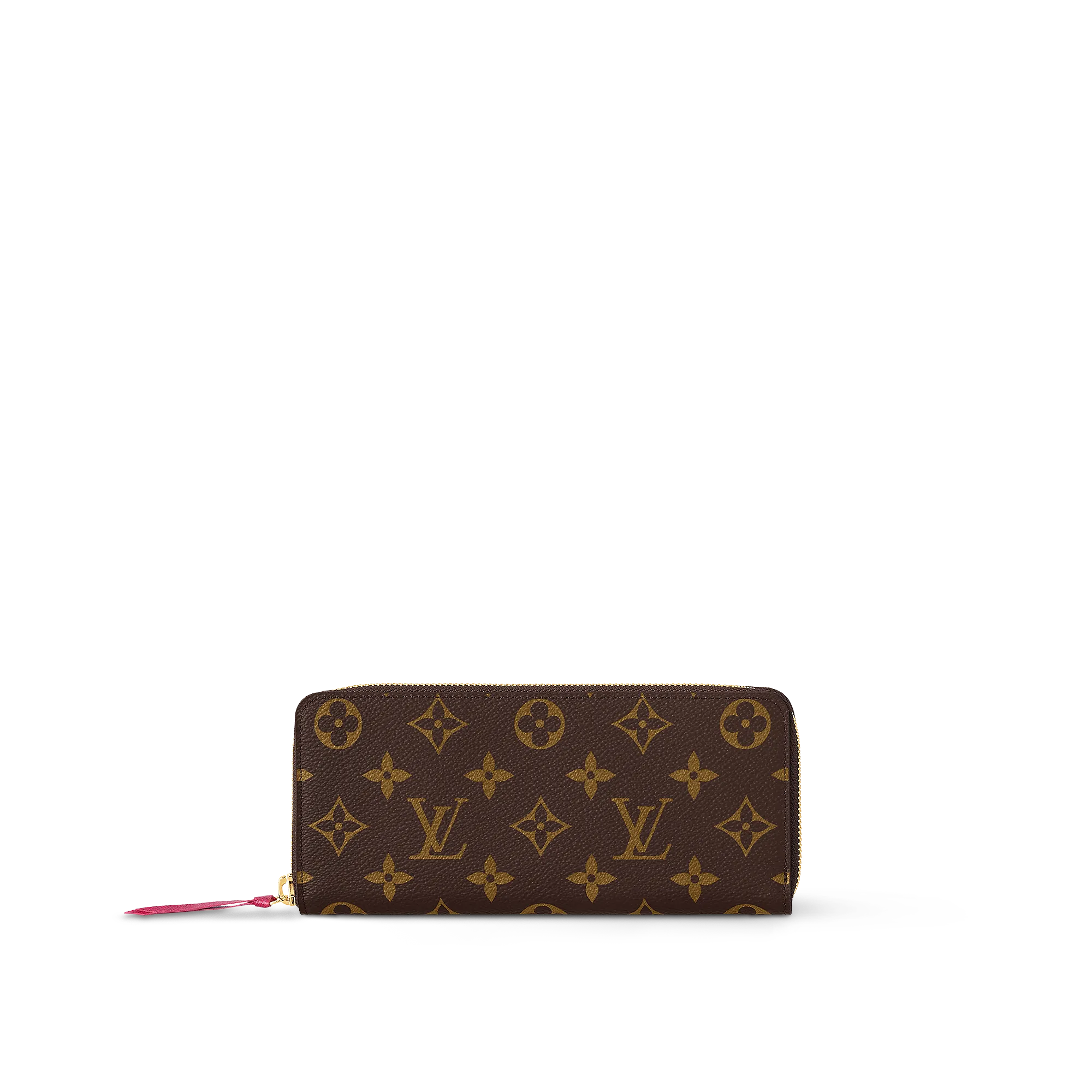 Louis Vuitton Clemence Wallet in Monogram, Colored Leather Zip M60742 Fuchsia