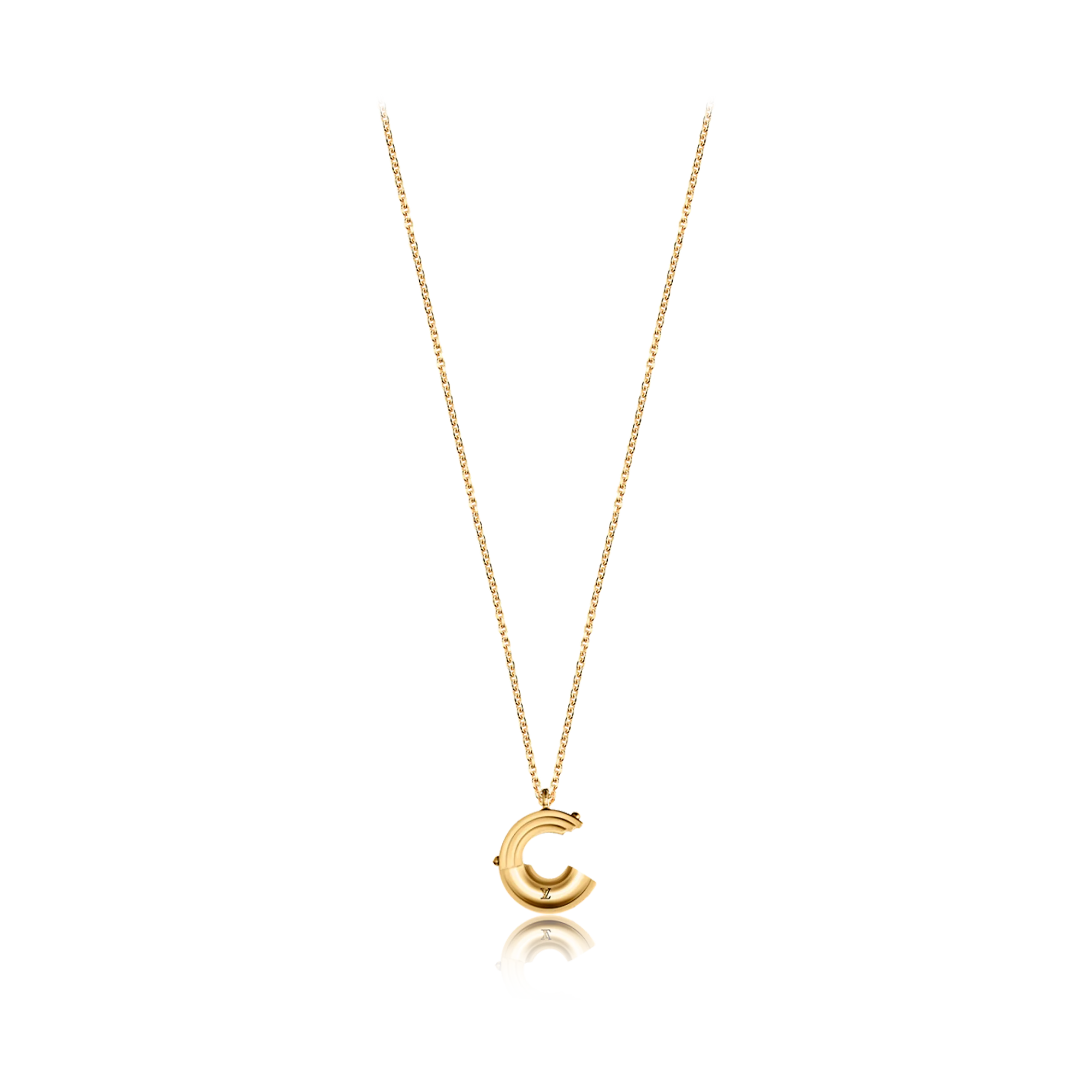 Louis Vuitton Letter C Necklace - Gold Block Letter Initial Charm M61058