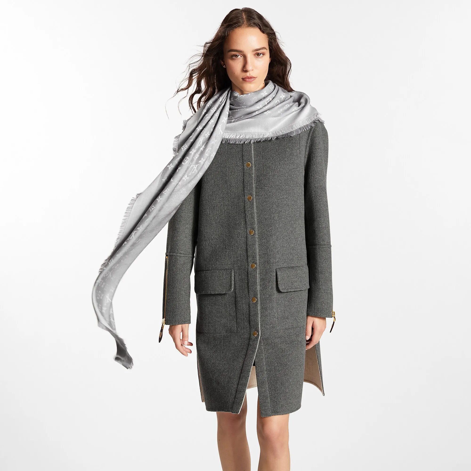 Louis Vuitton Monogram Denim Shawl S00 - Women - Accessories M70804 Pearl Grey