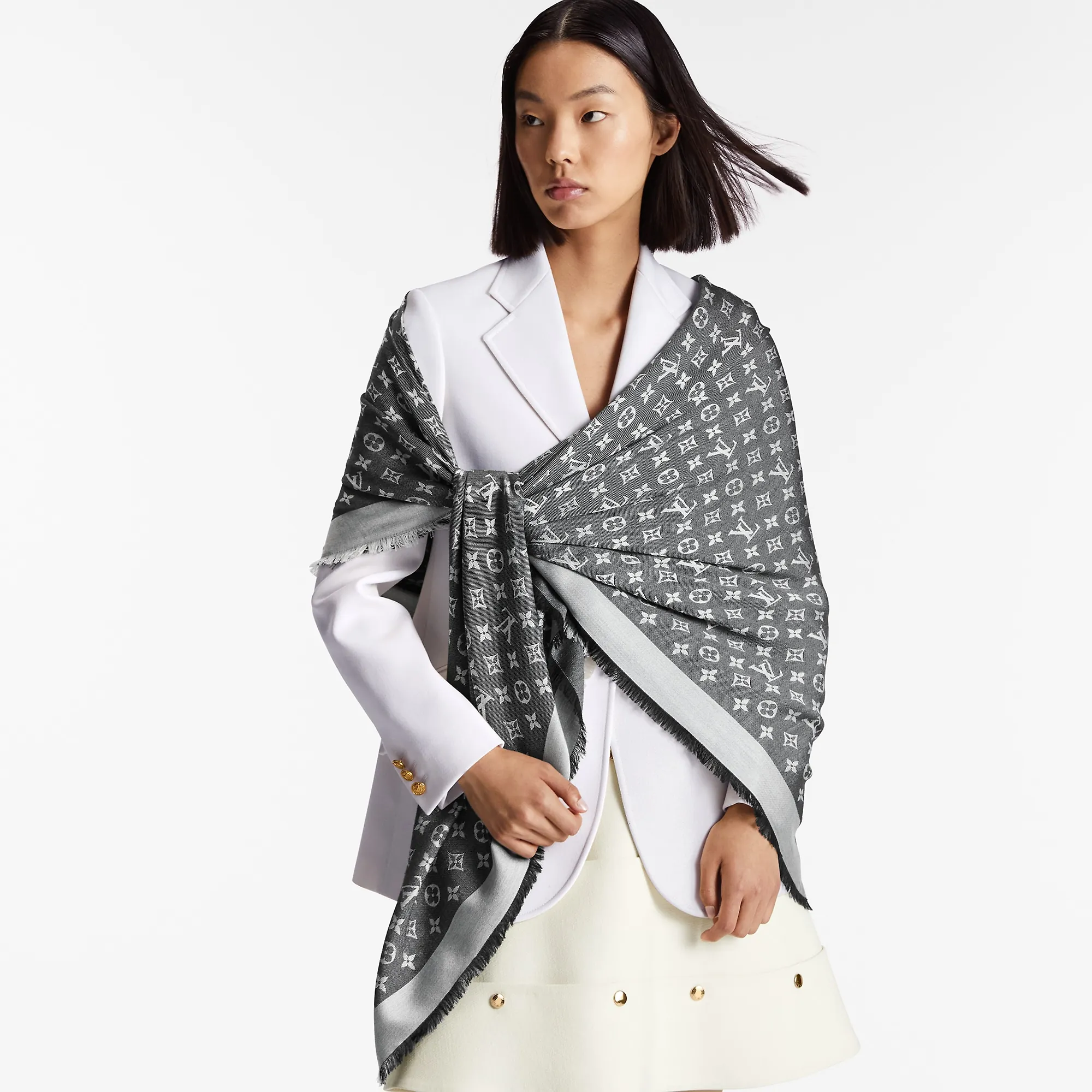 Louis Vuitton Monogram Denim Shawl S00 - Women - Accessories M71378 Black