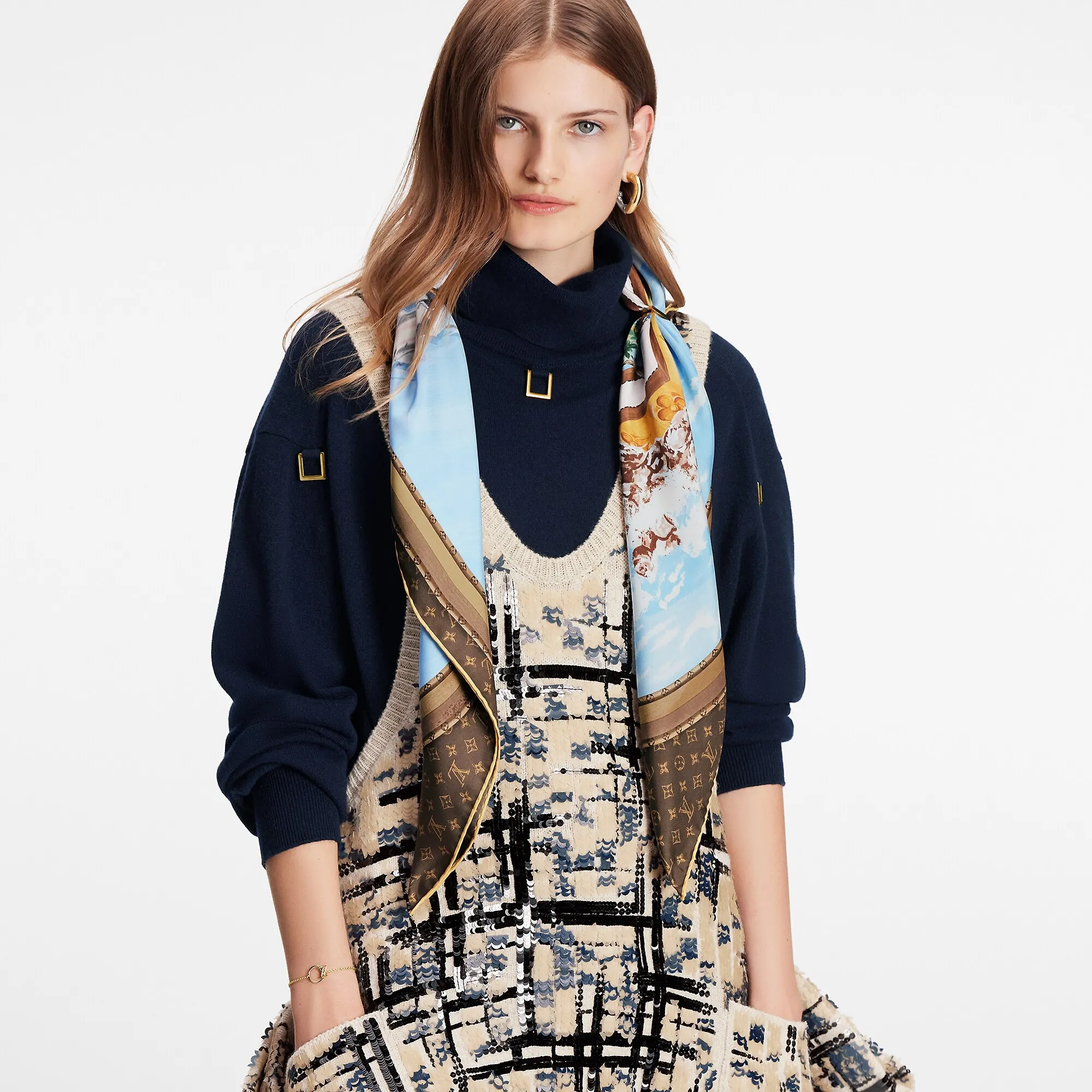 Louis Vuitton LV Marina Square 90 S00 - Women - Accessories M78195 Brown