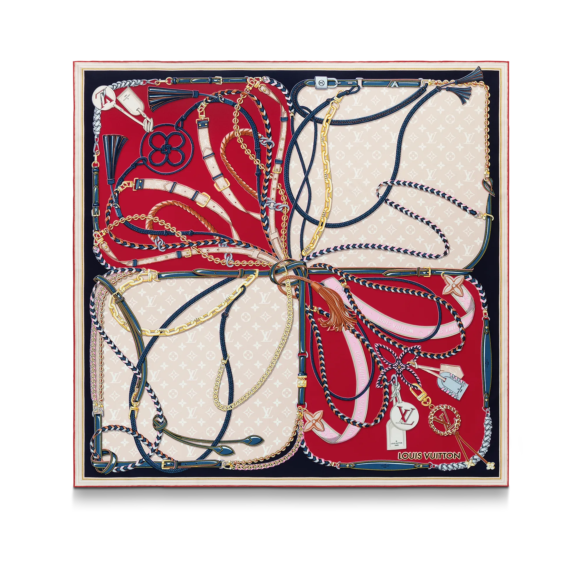 Louis Vuitton Mix And Straps Square 90 S00 - Women - Accessories M78443 Red