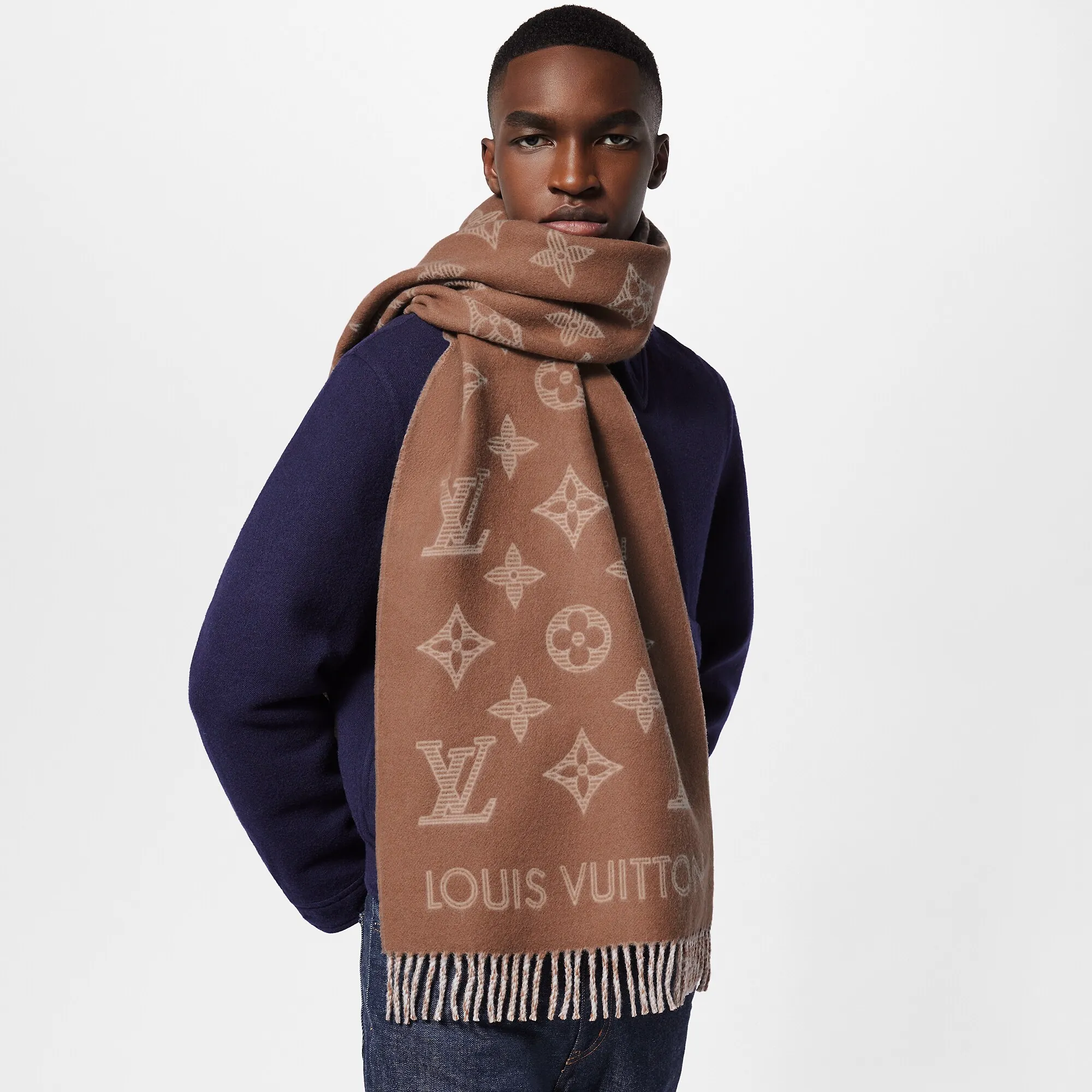 Louis Vuitton Monogram Shadow Scarf S00 - Men - Accessories M79187 Hazelnut