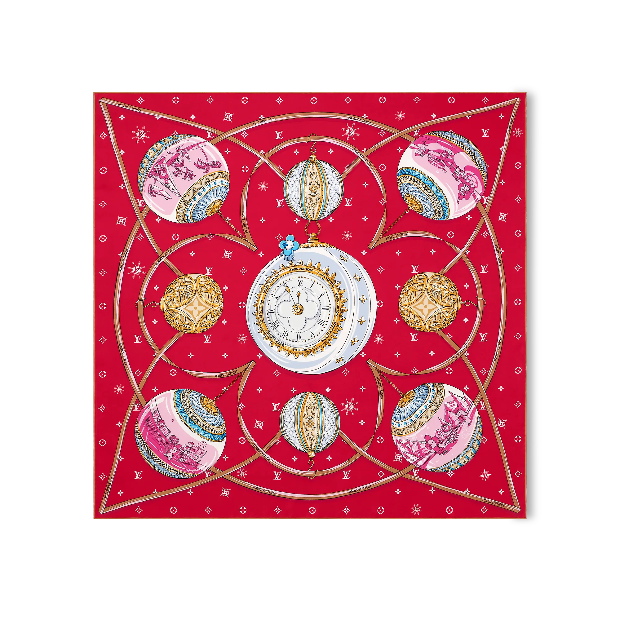 Louis Vuitton Xmas Vivienne Square 90 S00 - Women - Accessories M79269 Red