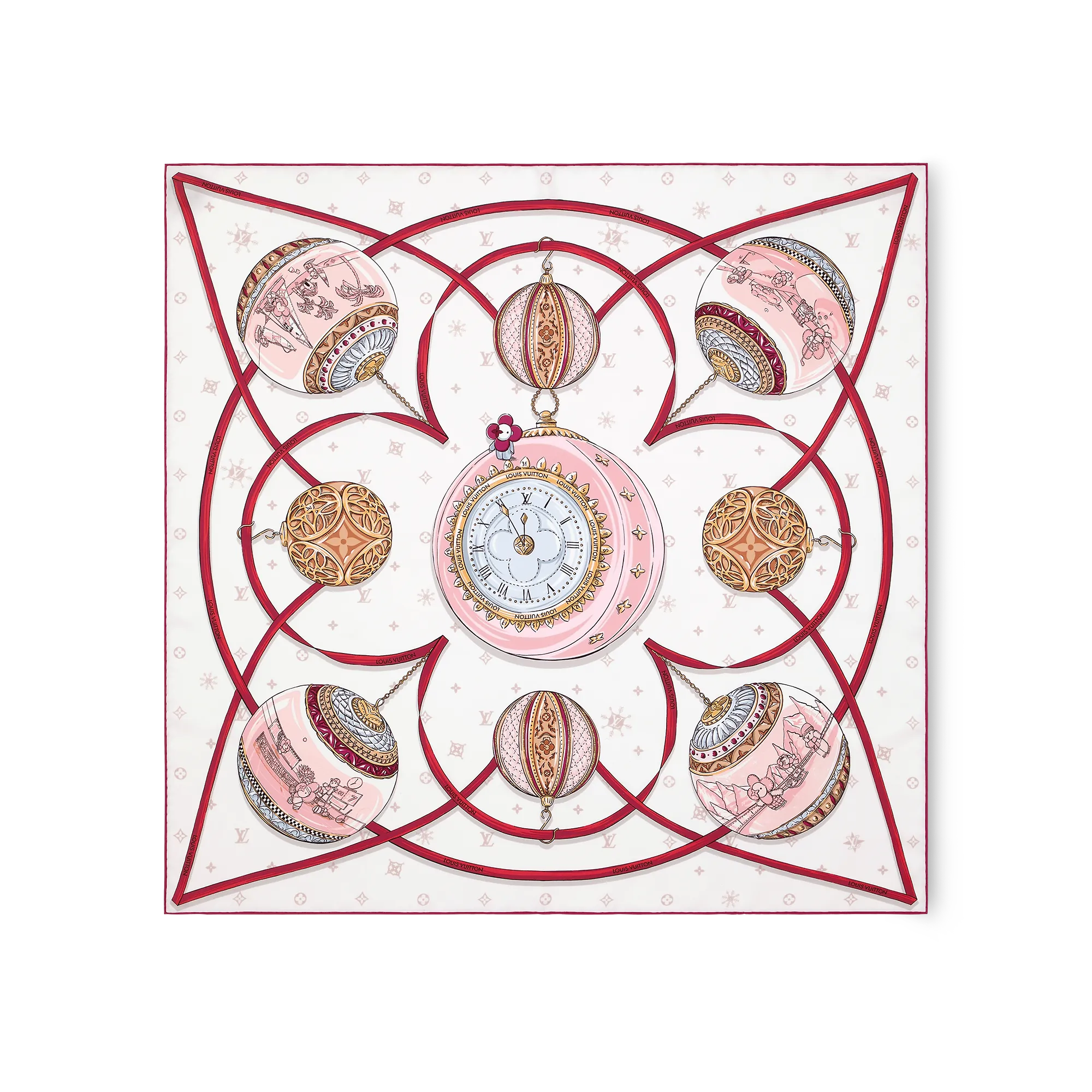 Louis Vuitton Xmas Vivienne Square 90 S00 - Women - Accessories M79294 Cream