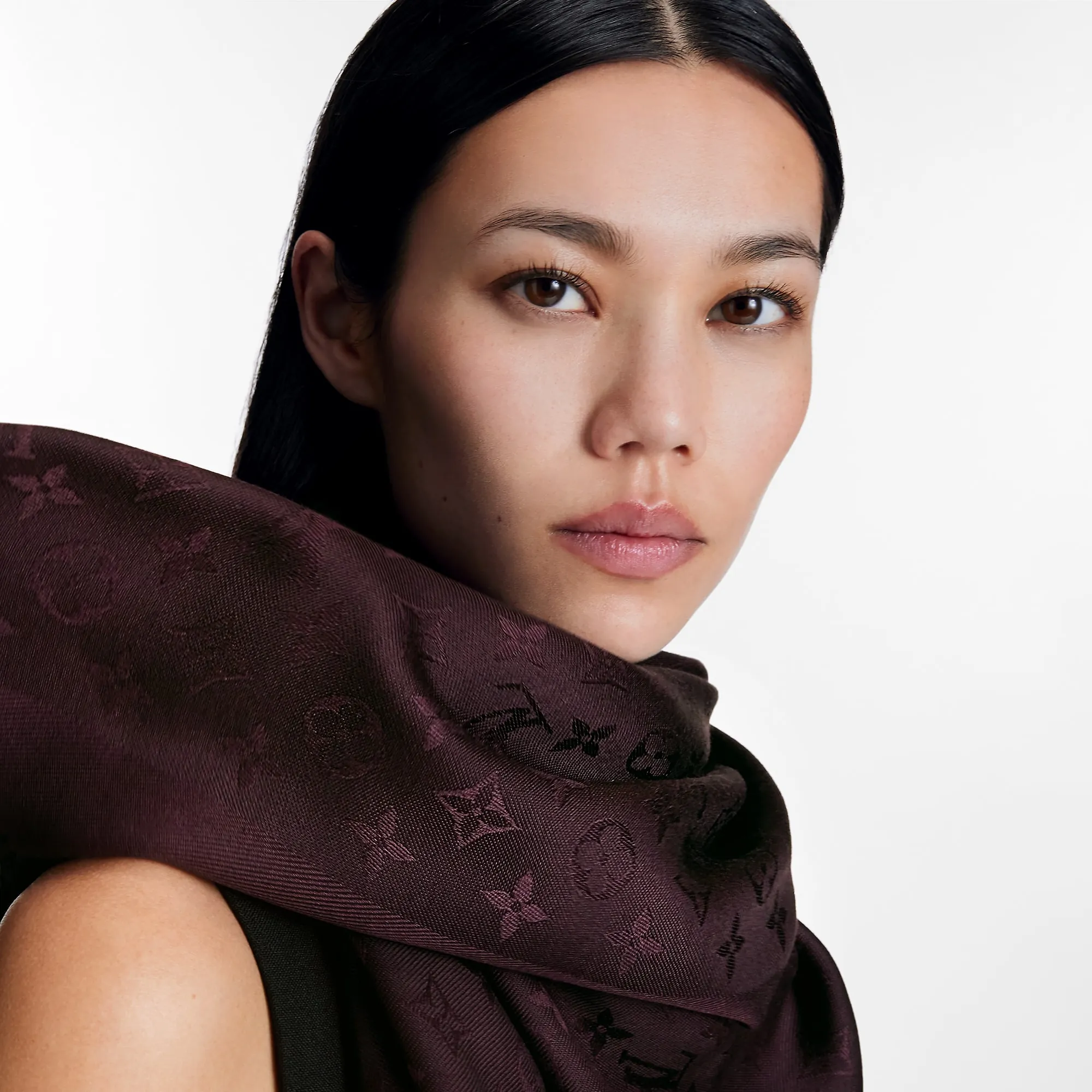 Louis Vuitton Monogram Blanket Shawl - Oversized Square Black Scarf M79474 Plum