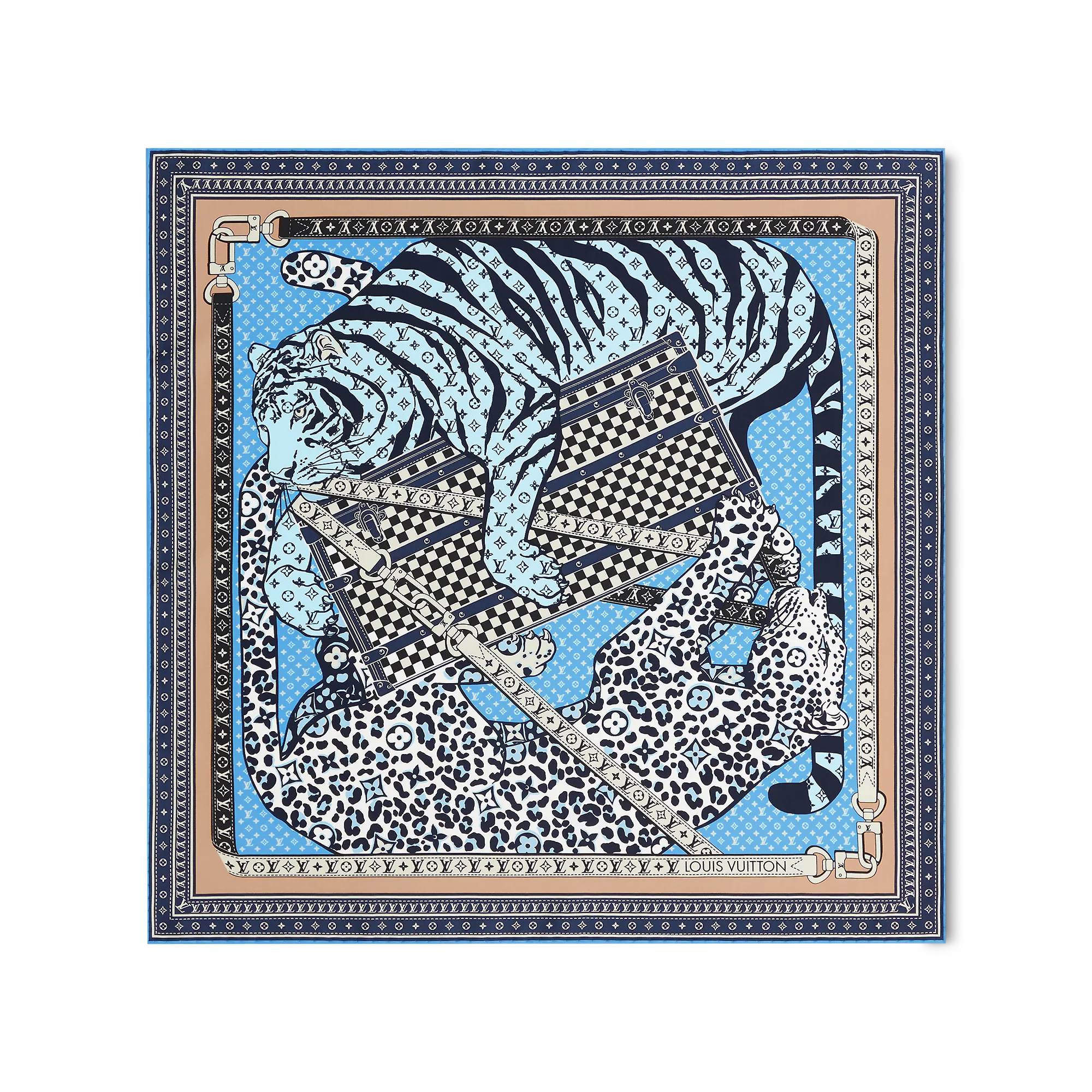 Louis Vuitton Feline Duo Square 70 S00 - Women - Accessories M79917 Blue