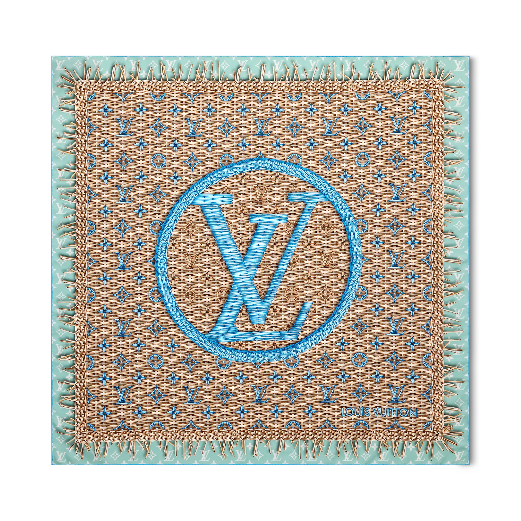 Louis Vuitton Monogram Rattan Square 90 S00 - Women - Accessories M79995 Blue