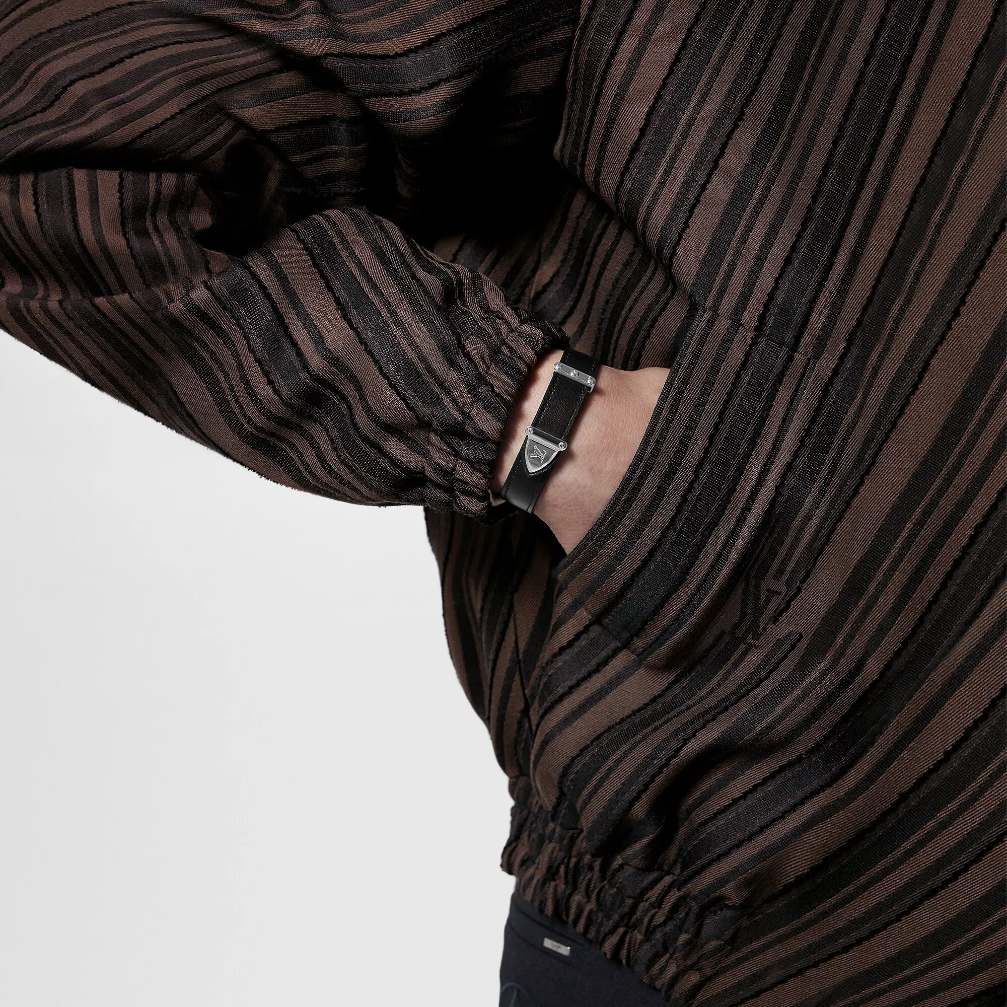 Louis Vuitton LV Trunk Reversible Leather Goods Bracelet Monogram Eclipse Canvas - Men - Fashion Jewelry M8342E Grey