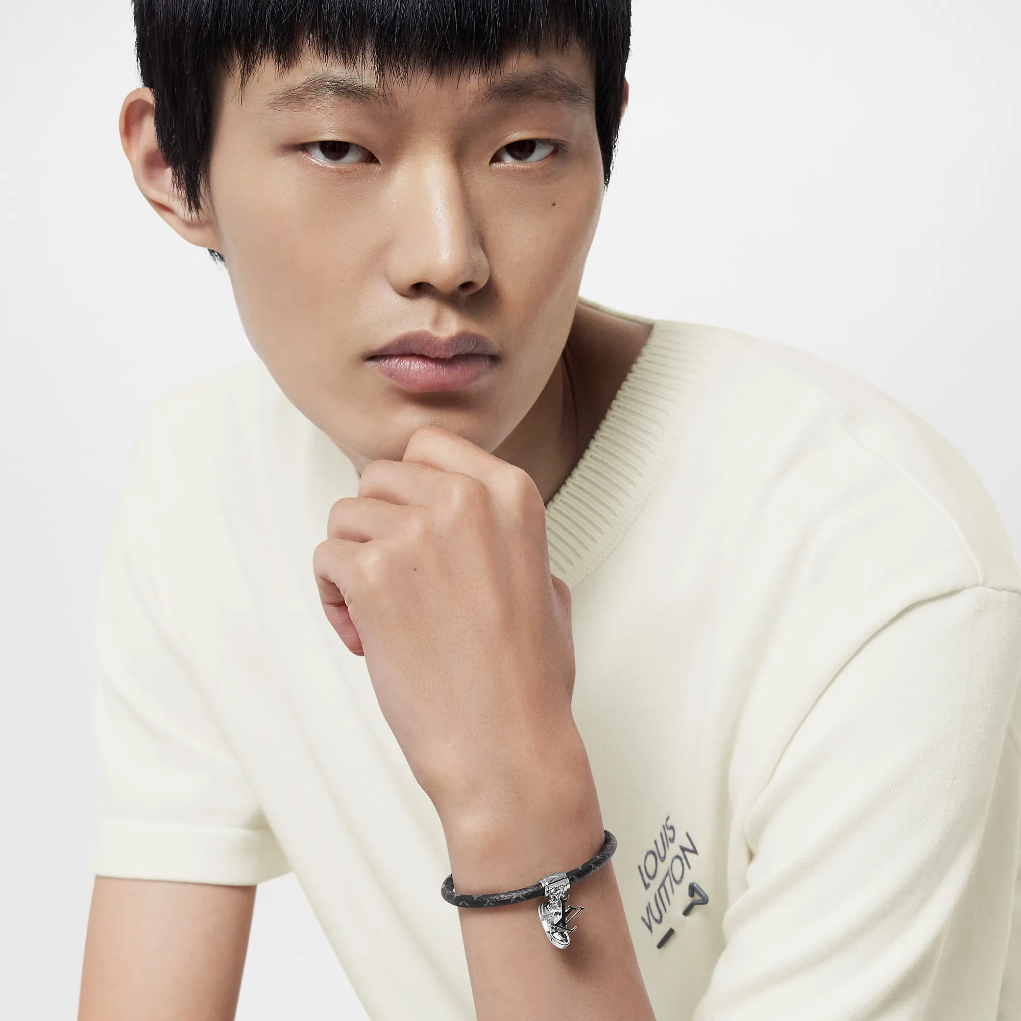 Louis Vuitton LV Icon Trainer Leather Bracelet Monogram Eclipse Canvas - Men - Fashion Jewelry M8343D